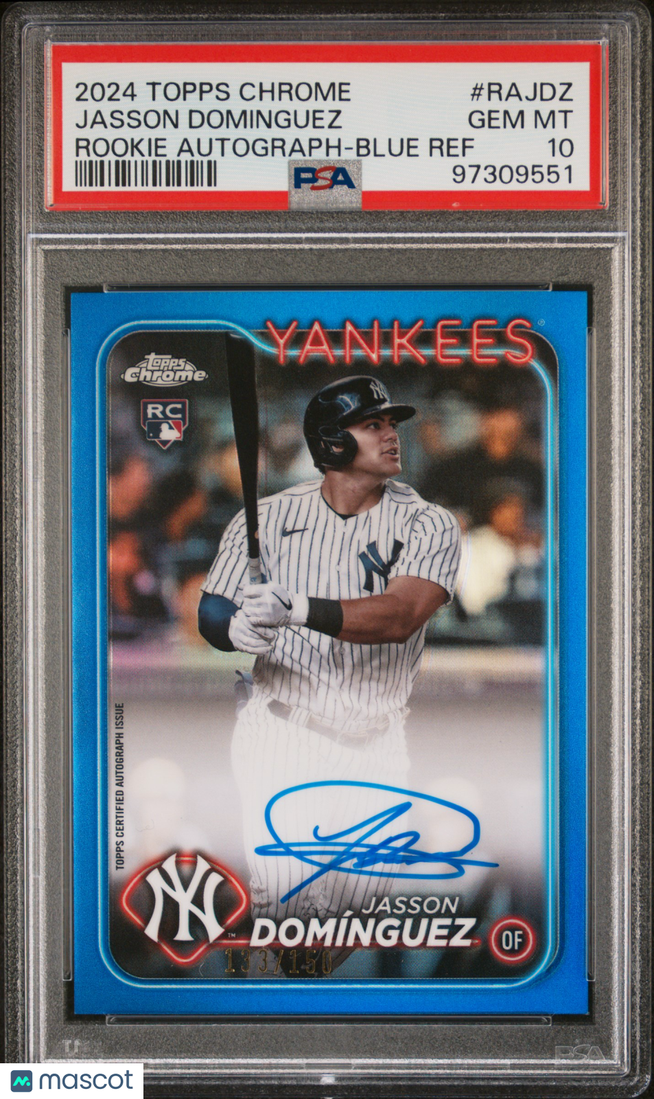 2024 Topps Chrome Rookie Autographs Jasson Dominguez #RAJDZ Blue 133/150 PSA 10