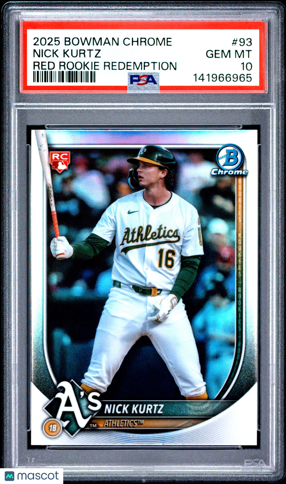 2025 Bowman Chrome Nick Kurtz #93 Red Rookie Redemption PSA 10