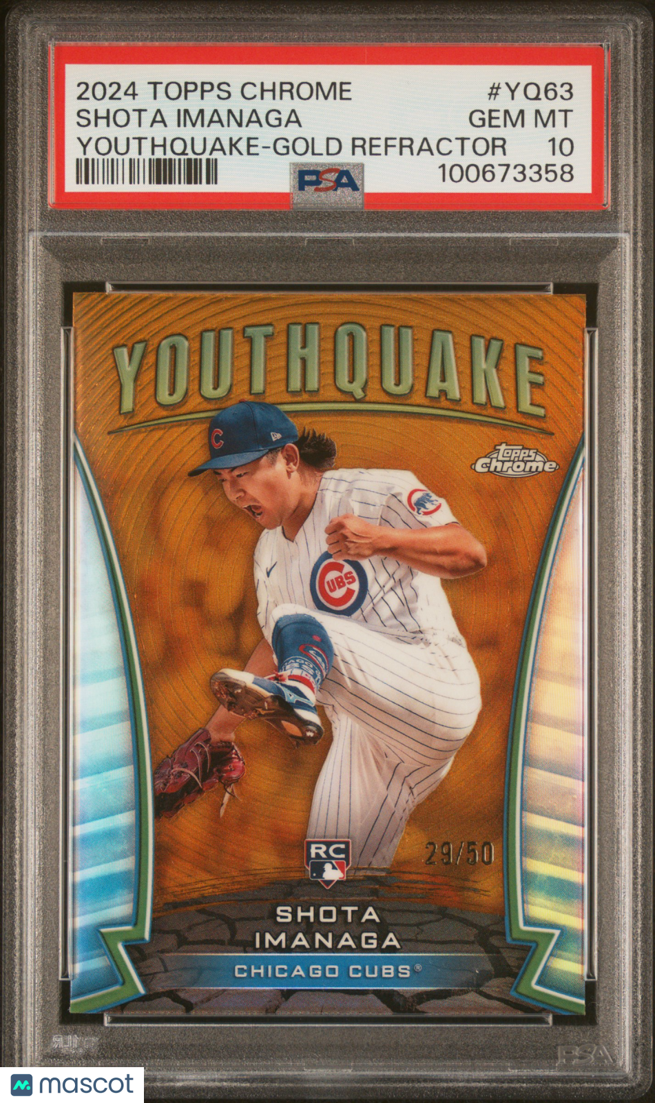 2024 Topps Chrome Youthquake Shota Imanaga #YQ63 Gold Refractor 29/50 PSA 10