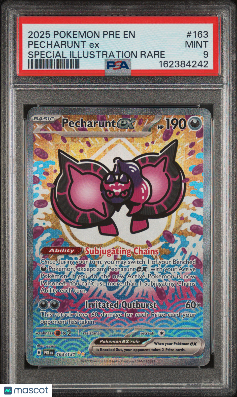 2025 Prismatic Evolutions Pecharunt ex Special Illustration Rare PSA 9 #163/131
