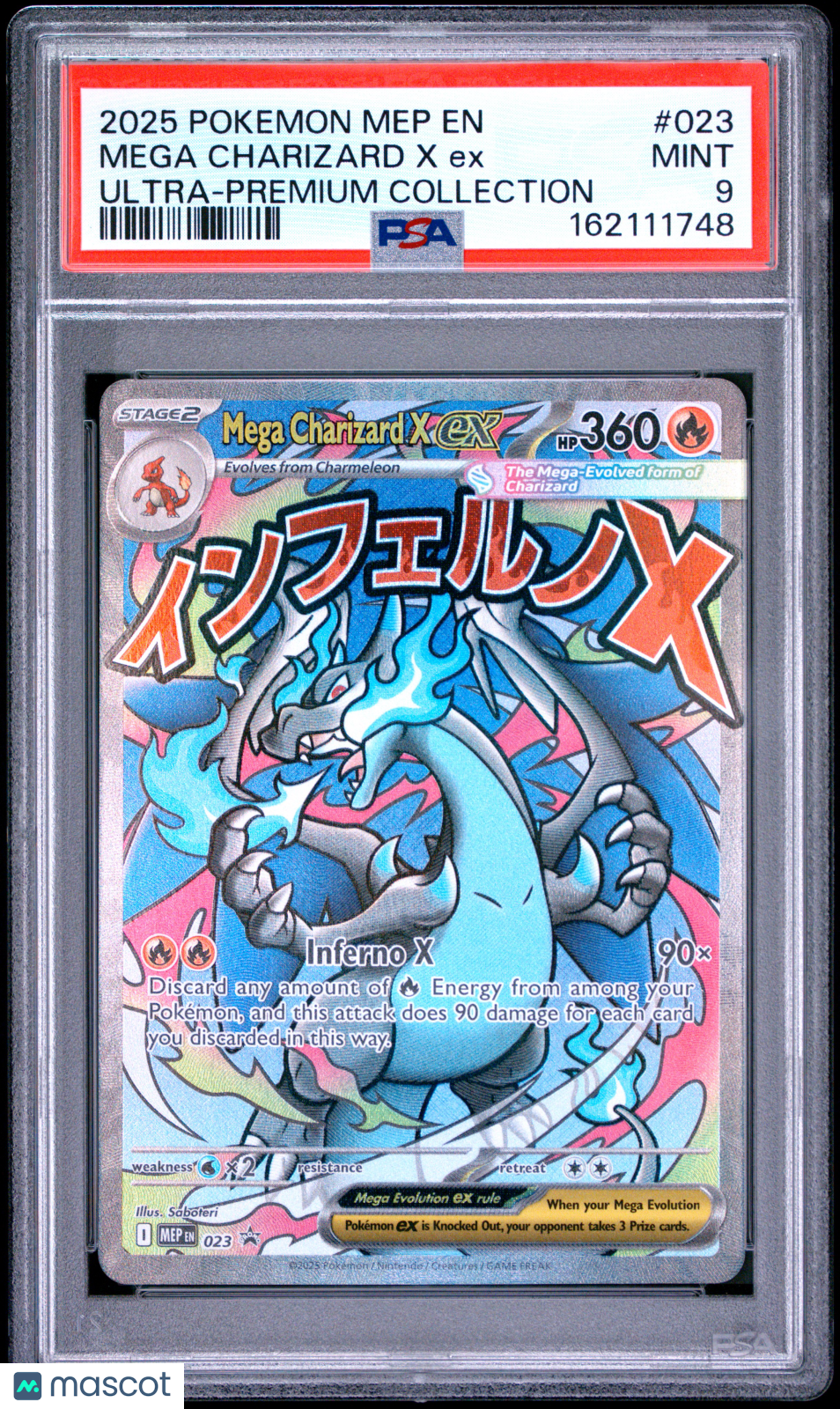 2025 Pokemon Mep EN-Me Black Star Promo Mega Charizard X EX UPC PSA 9 #023