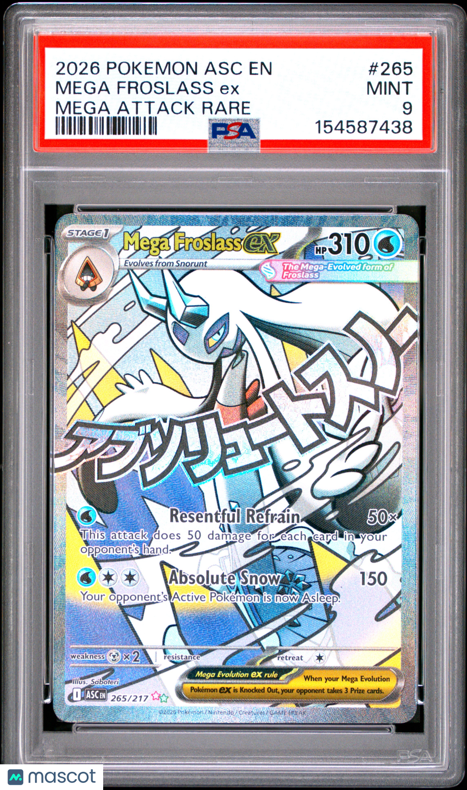 2026 Mega Evolution Ascended Heroes Mega Froslass ex Mega Attack PSA 9 #265/217