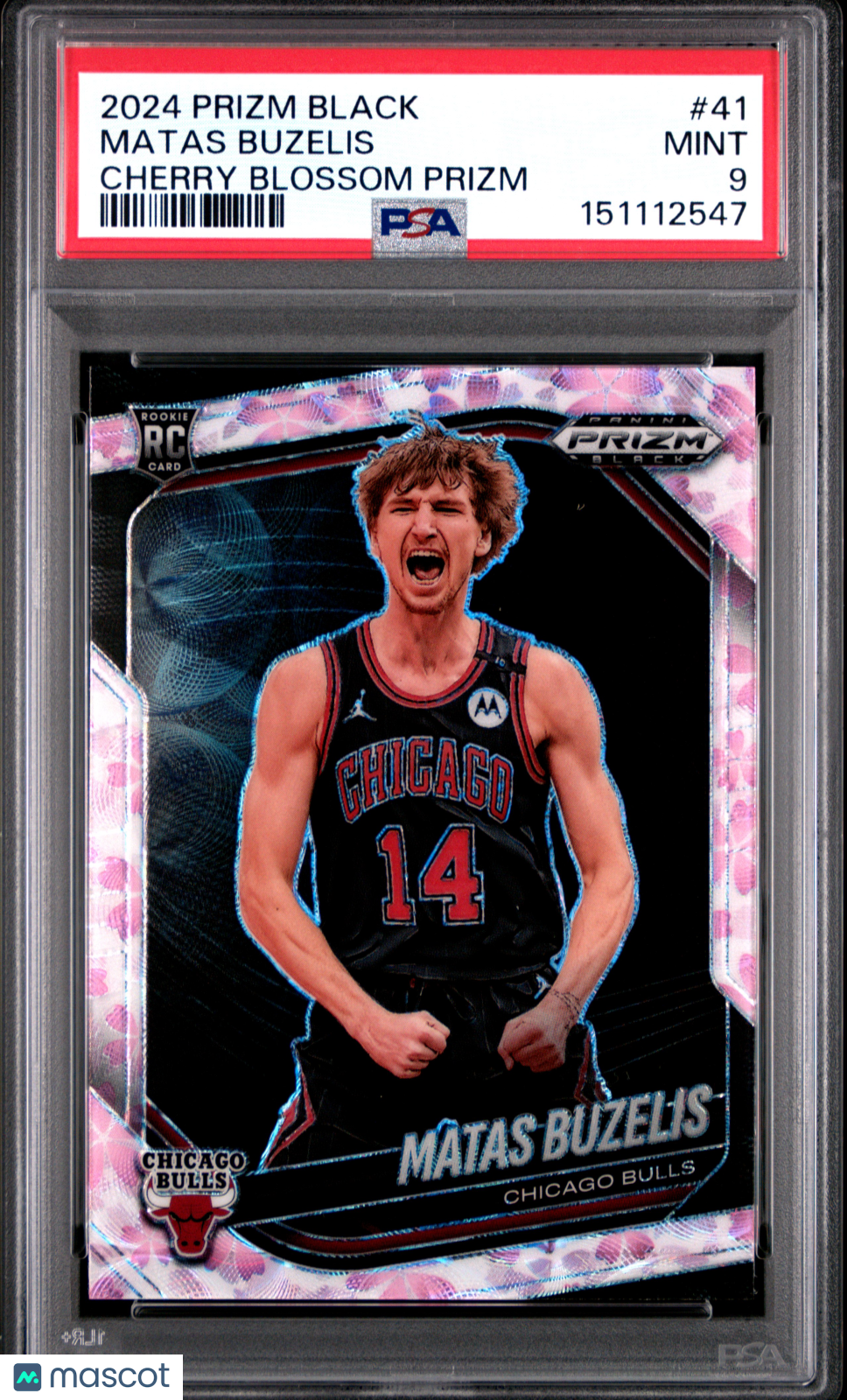 2024 Panini Prizm Black Matas Buzelis #41 Cherry Blossom RC 11/20 PSA 9