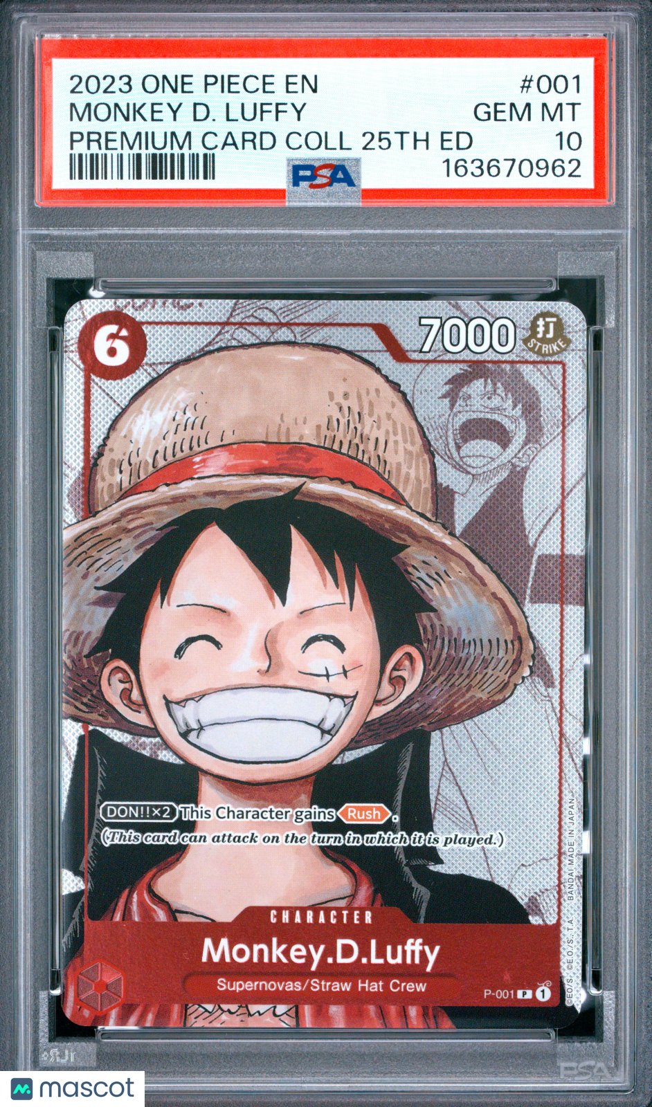 2023 One Piece Premium Card Collection 25th Edition Monkey D. Luffy PSA 10 #001