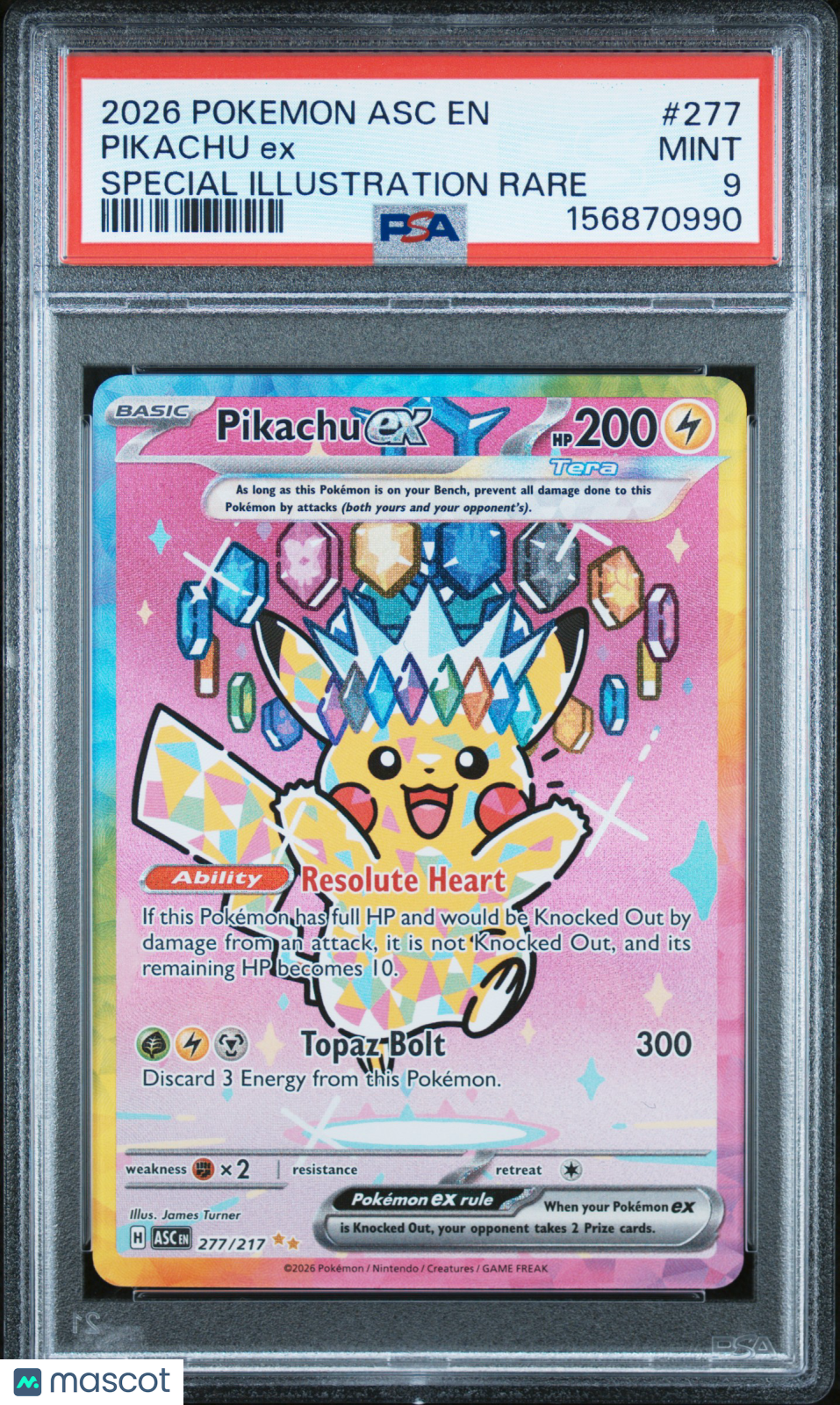 2026 Pokemon Ascended Heroes Pikachu ex Special Illustration Rare PSA 9 #277/217