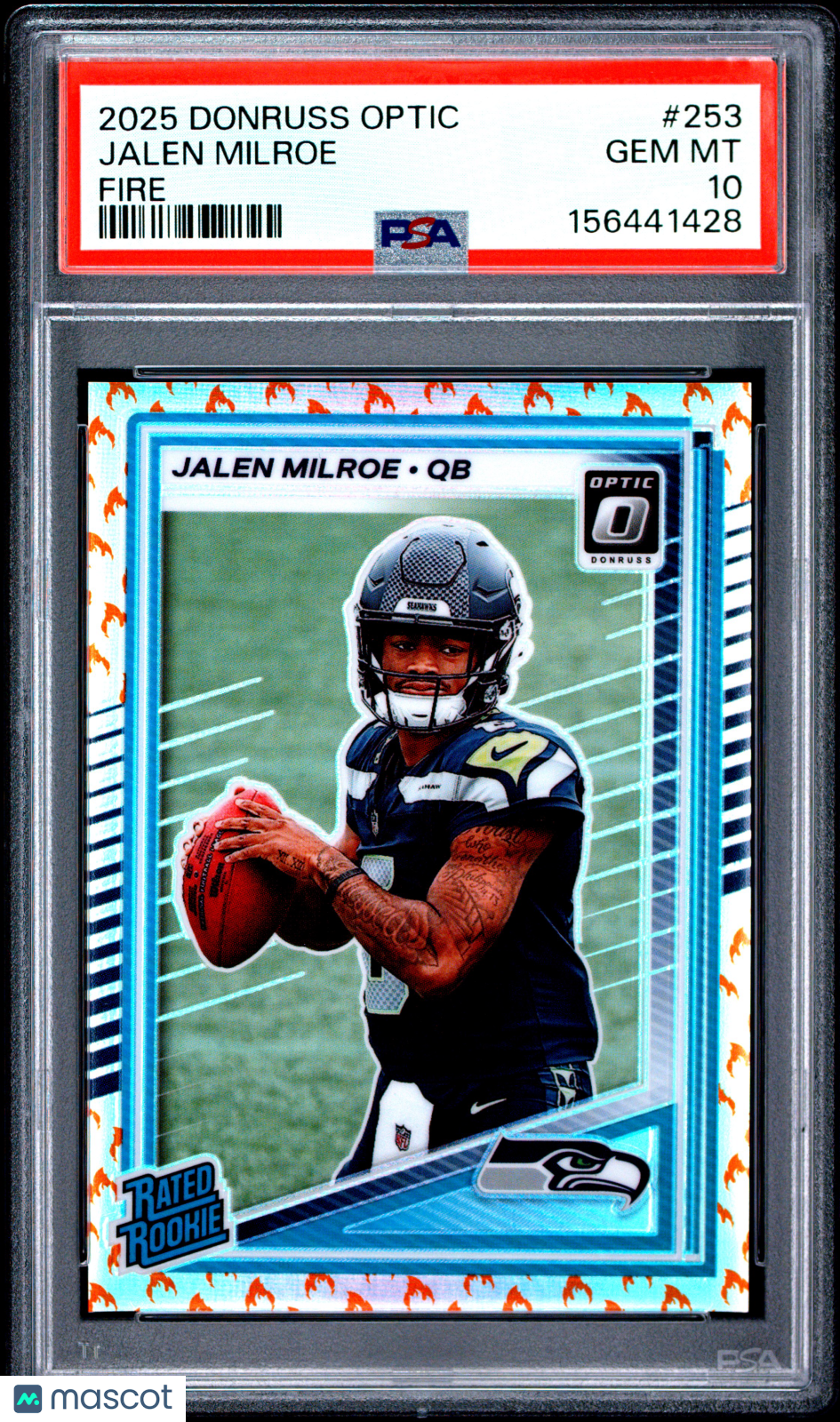 2025 Donruss Optic Rated Rookie Jalen Milroe #253 Fire PSA 10
