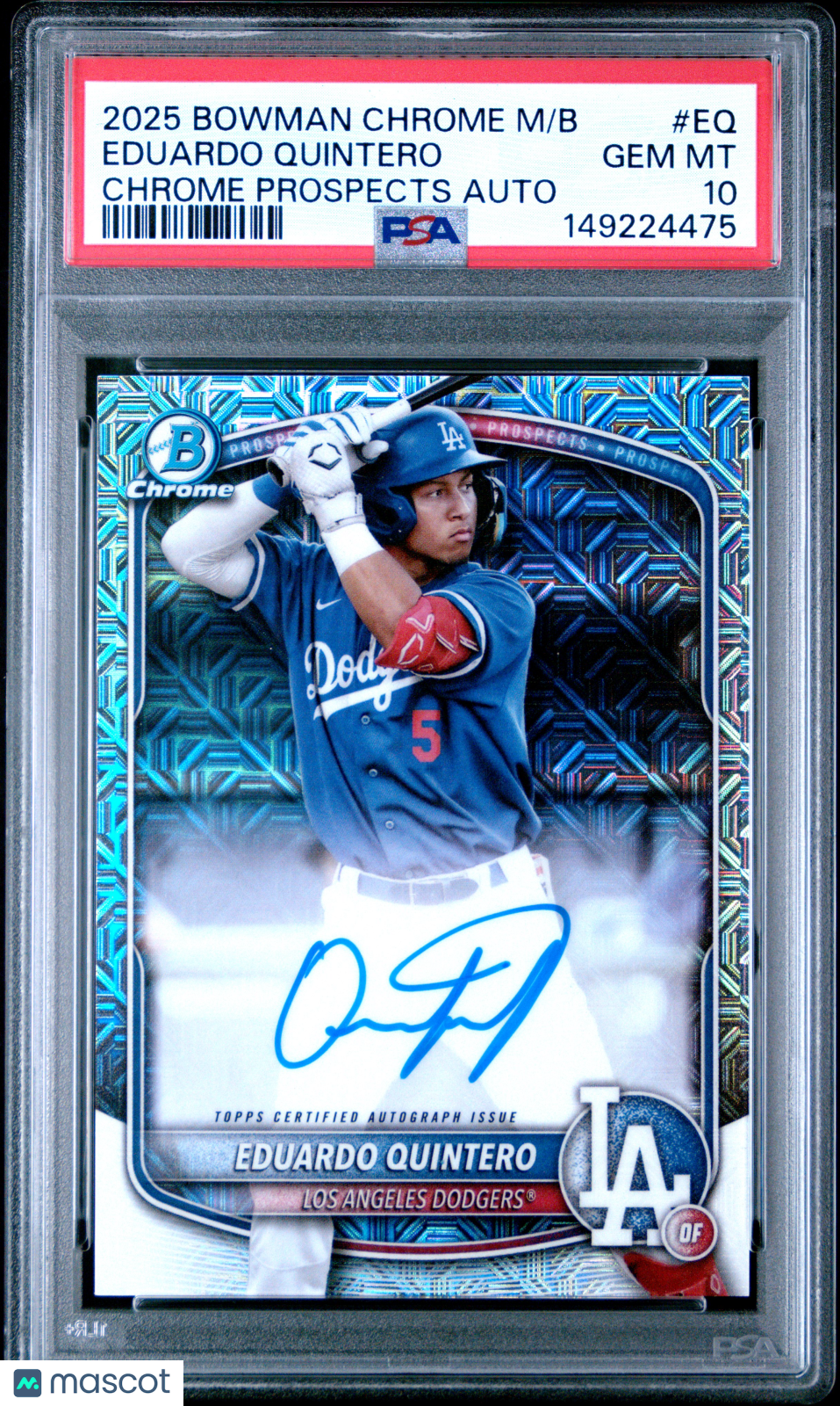 2025 Bowman Chrome Mega Box Chrome Prospects Auto Eduardo Quintero #EQ PSA 10