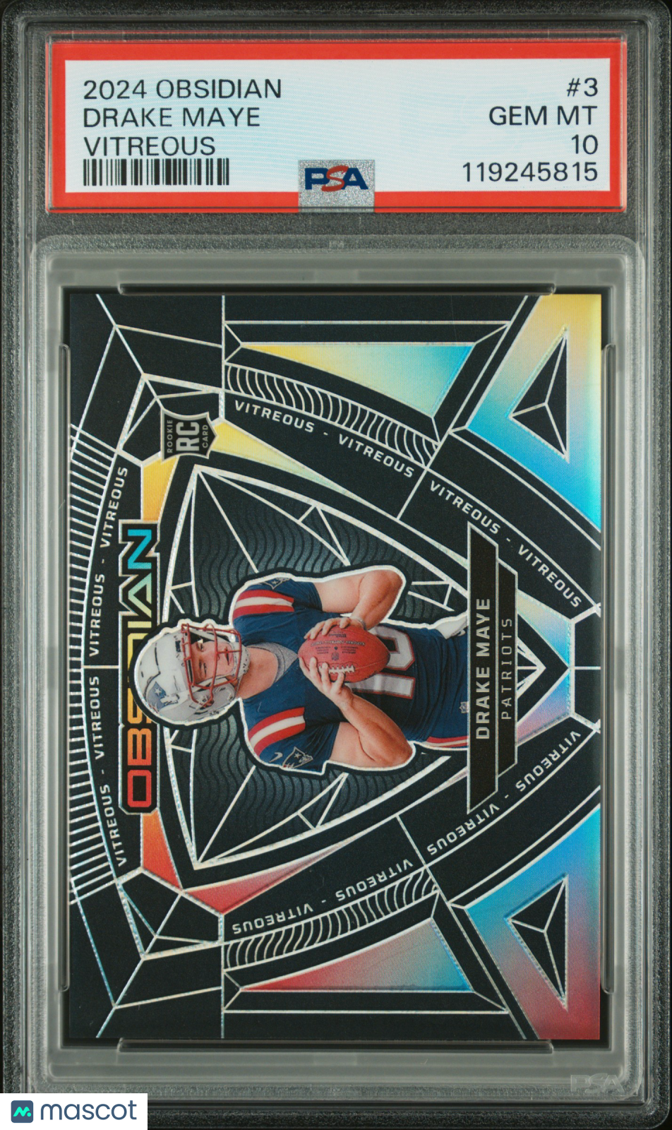 2024 Panini Obsidian Vitreous Drake Maye #3 RC PSA 10