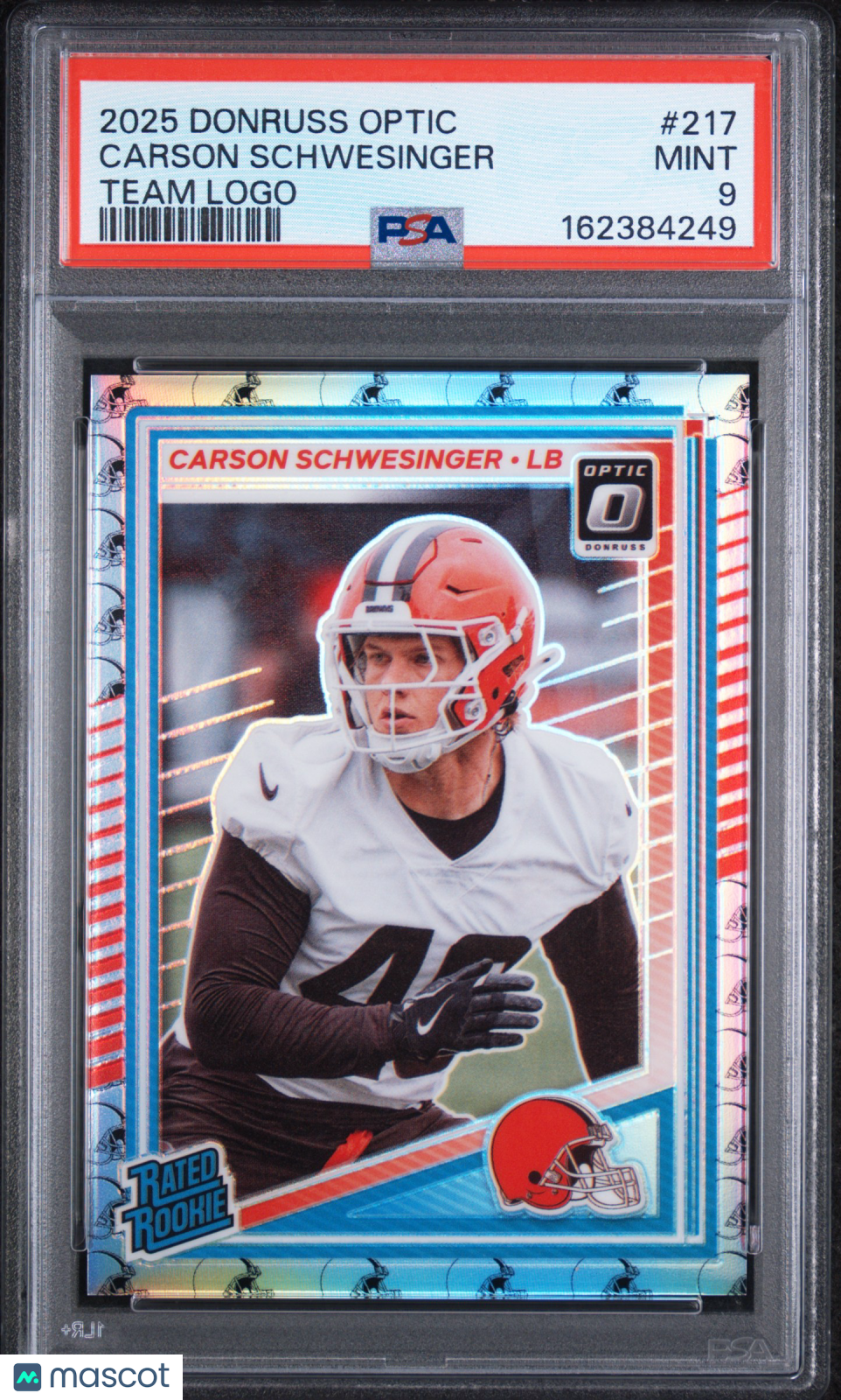 2025 Donruss Optic Rated Rookie Carson Schwesinger #217 Team Logo 11/32 PSA 9