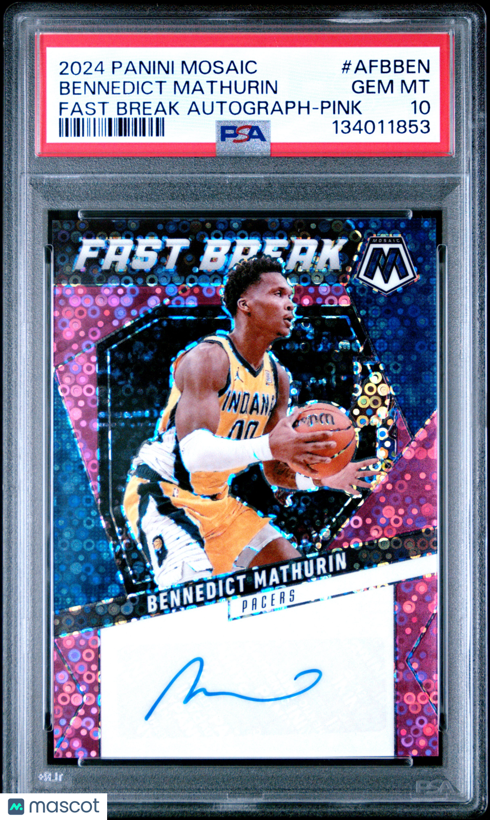 2024 Panini Mosaic Fast Break Autographs Bennedict Mathurin #AFBBEN Pink PSA 10