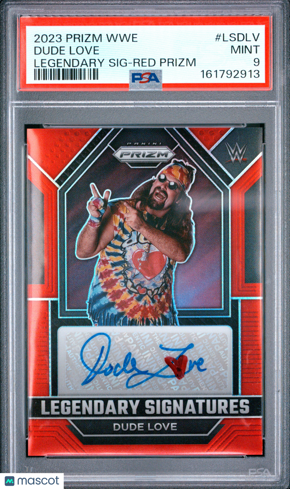 2023 Panini Prizm WWE Legendary Signatures Dude Love #LSDLV Red 61/99 PSA 9