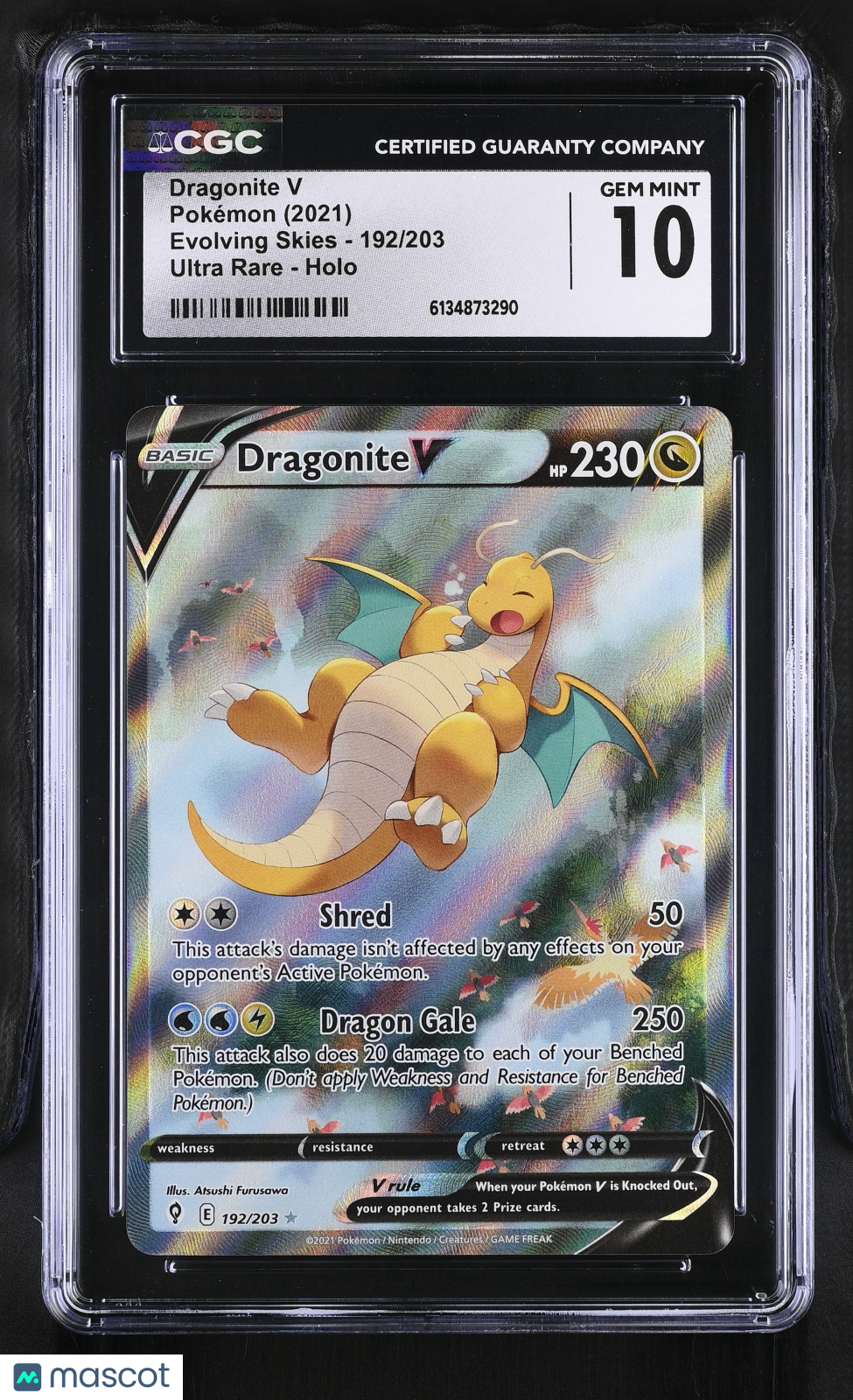 2021 SWSH Evolving Skies Dragonite V Holo Ultra Rare CGC 10 #192/203