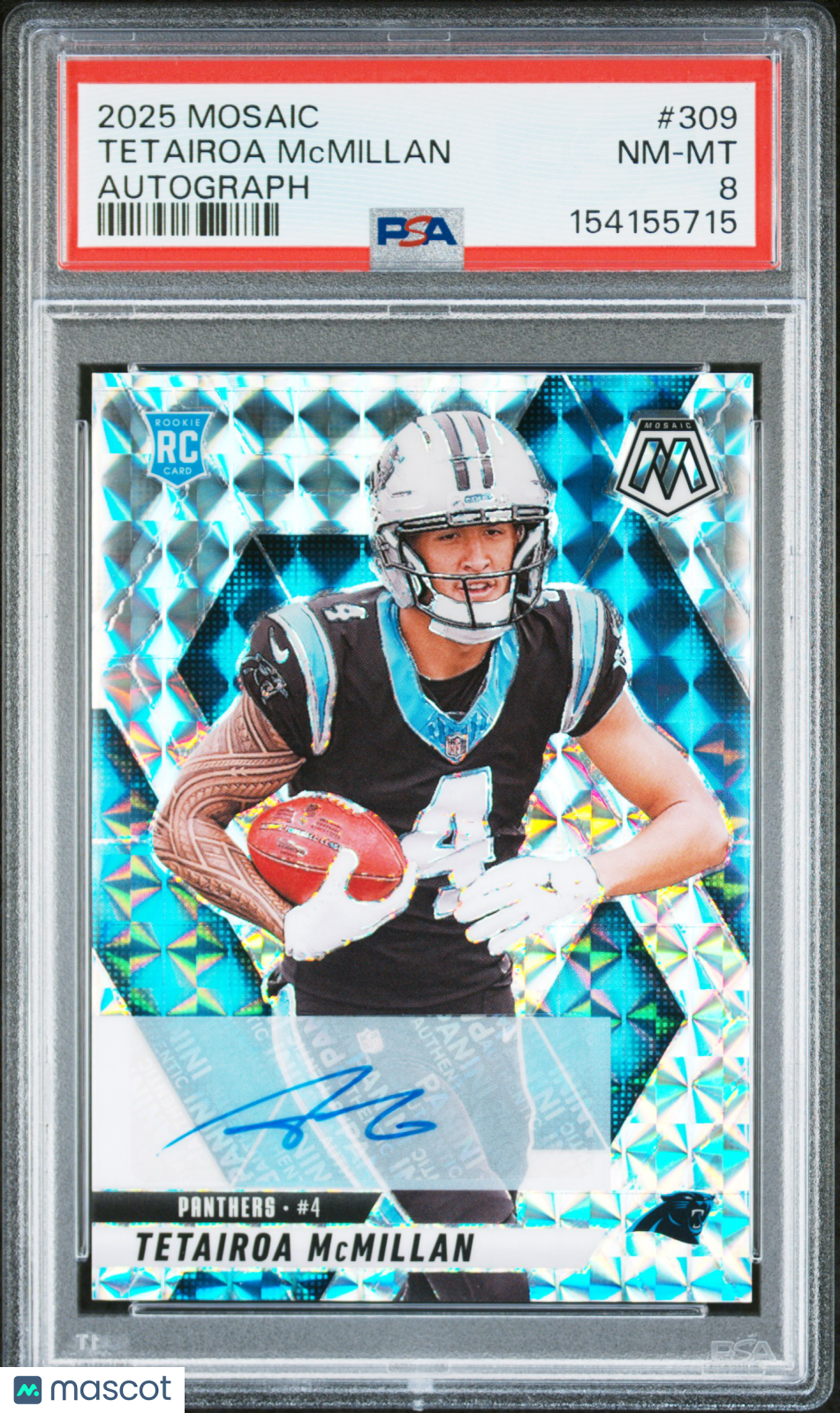 2025 Panini Mosaic Tetairoa Mcmillan #309 Autograph PSA 8