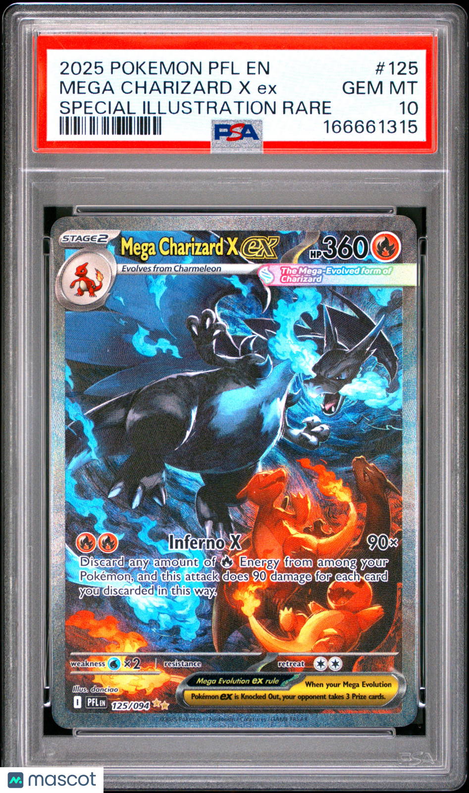 2025 Pokemon Phantasmal Flames Mega Charizard X EX Special Illustration PSA 10