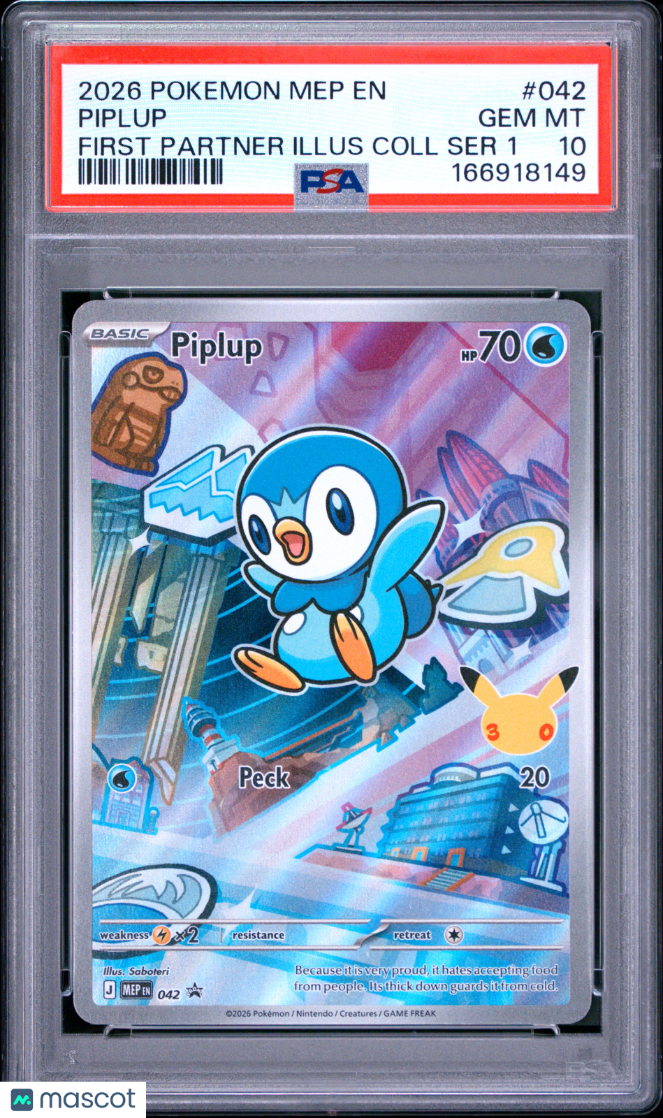 2026 Mega Evolution Black Star Promo Piplup PSA 10 #042