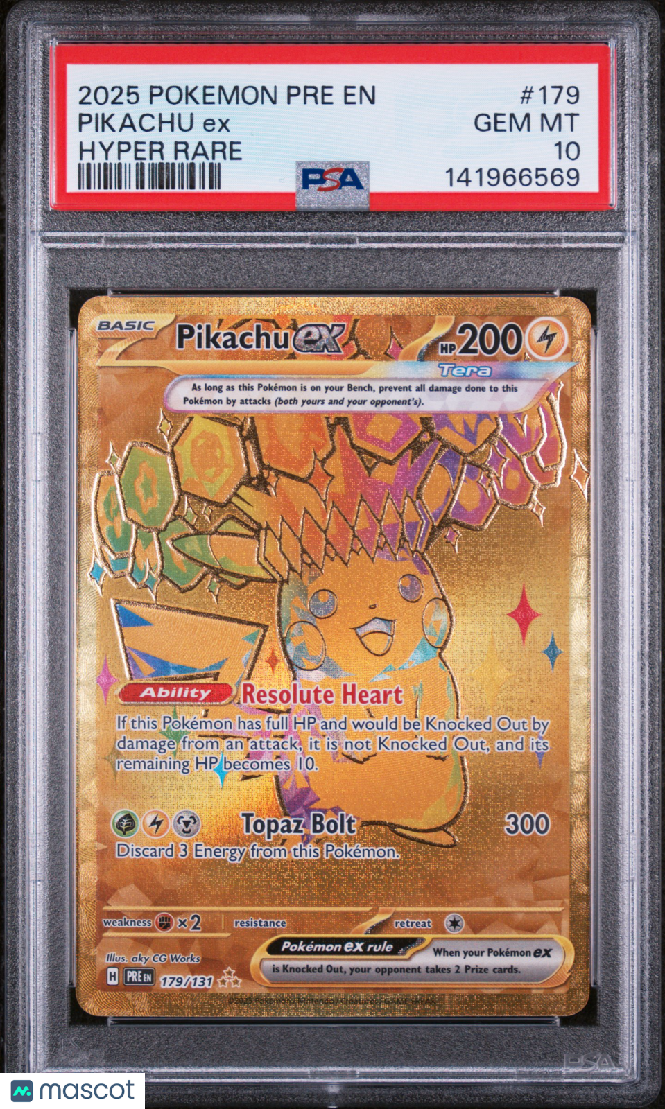2025 Prismatic Evolutions Pikachu ex Hyper Rare PSA 10 #179