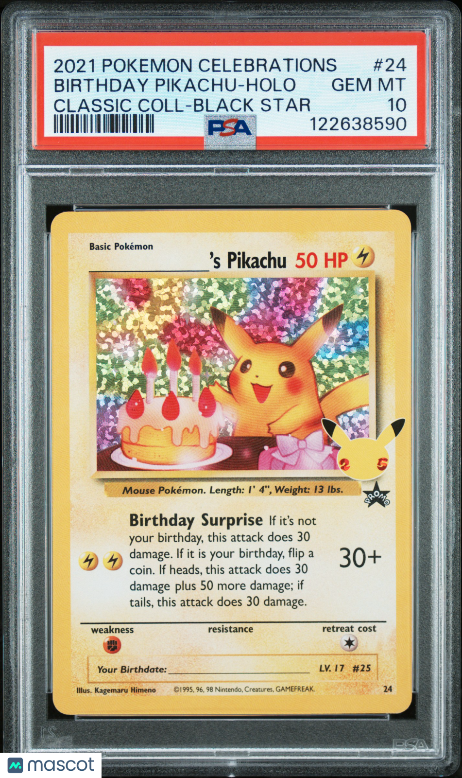 2021 Pokemon Celebrations Classic Collection Birthday Pikachu Holo PSA 10 #24