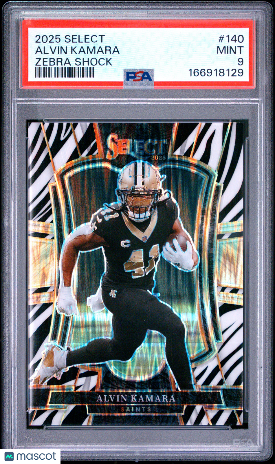 2025 Panini Select Alvin Kamara #140 Zebra Shock PSA 9