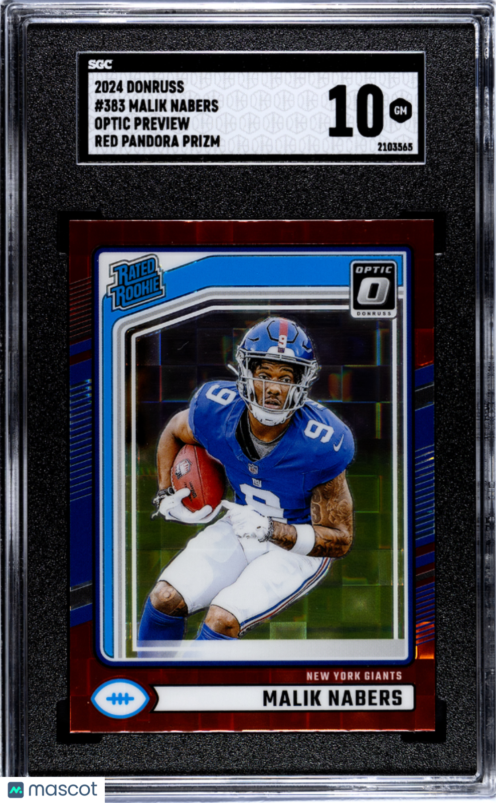 2024 Donruss Malik Nabers #383 Optic Preview Red Pandora Prizm SGC 10