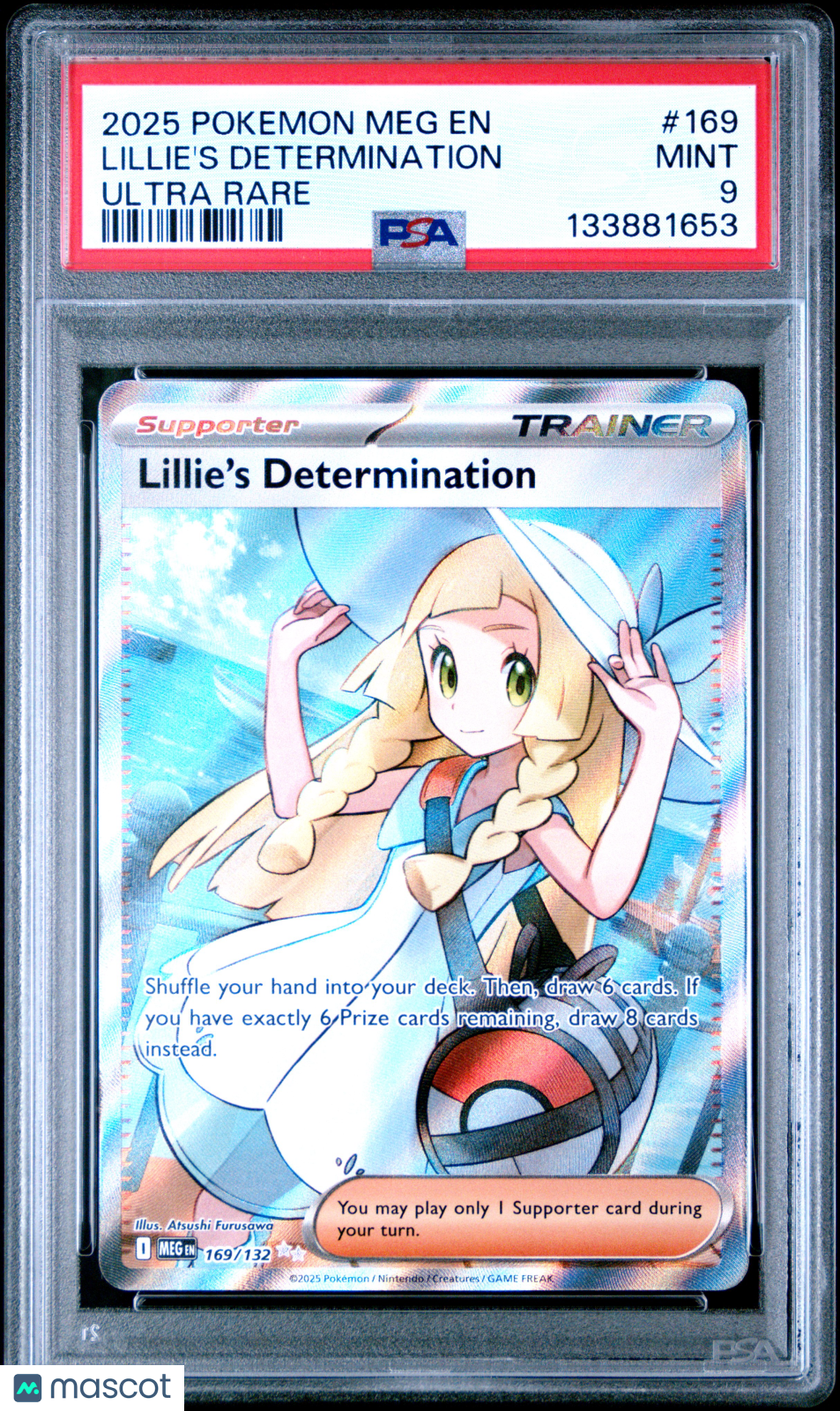 2025 Pokemon Mega Evolution Lillie's Determination Ultra Rare PSA 9 #169/132