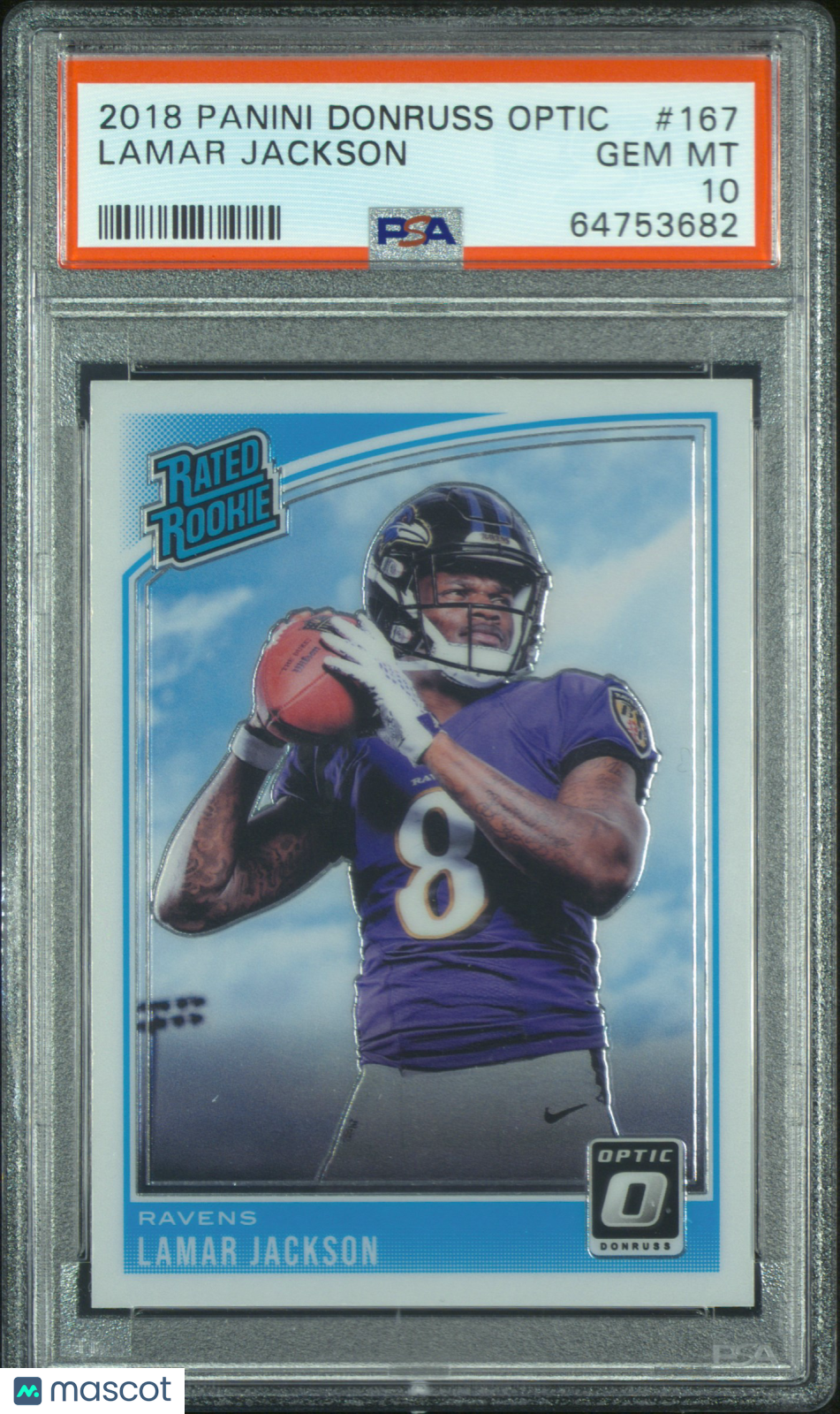 2018 Donruss Optic Rated Rookie Lamar Jackson #167 PSA 10