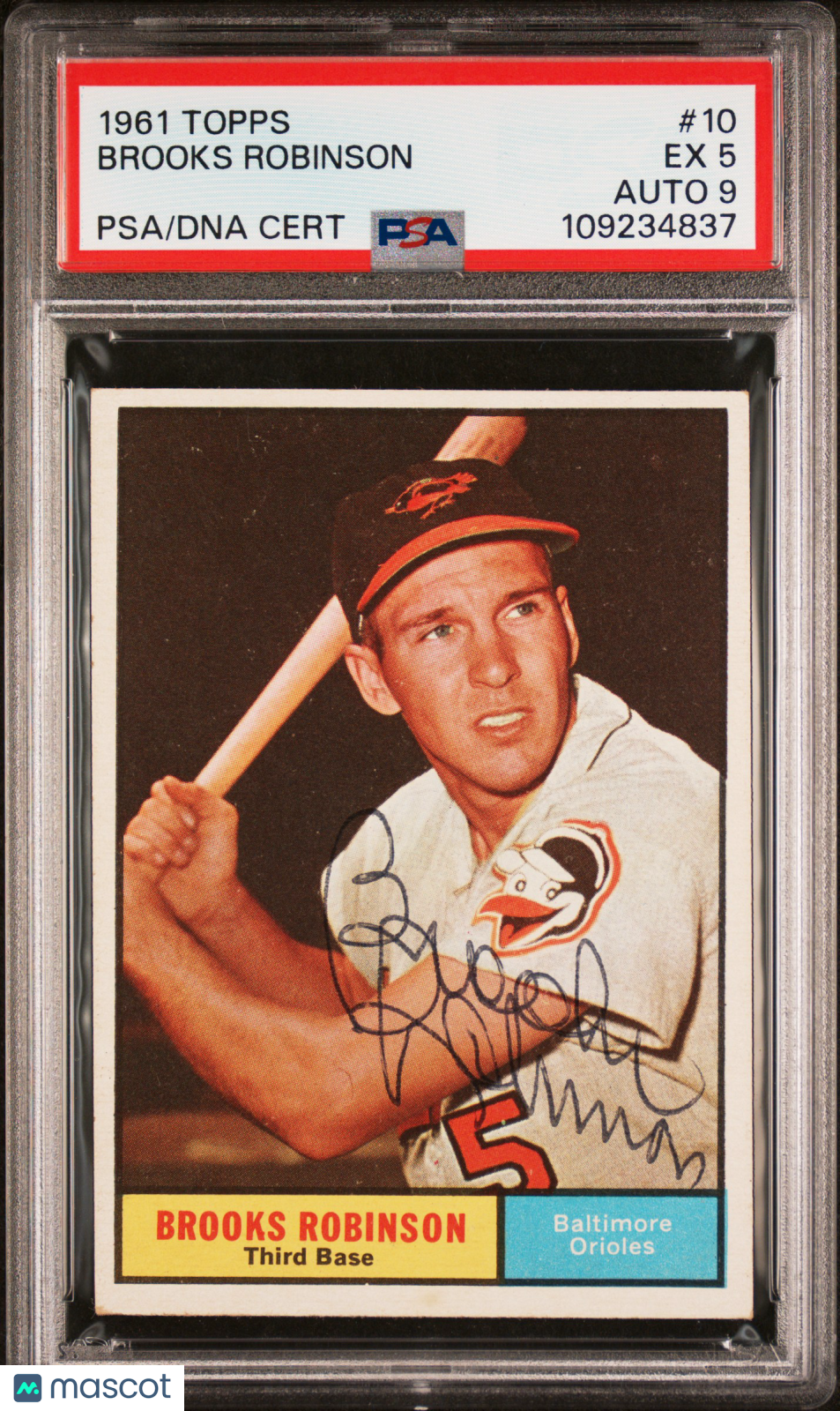 1961 Topps Brooks Robinson #10 PSA 5 Auto 9