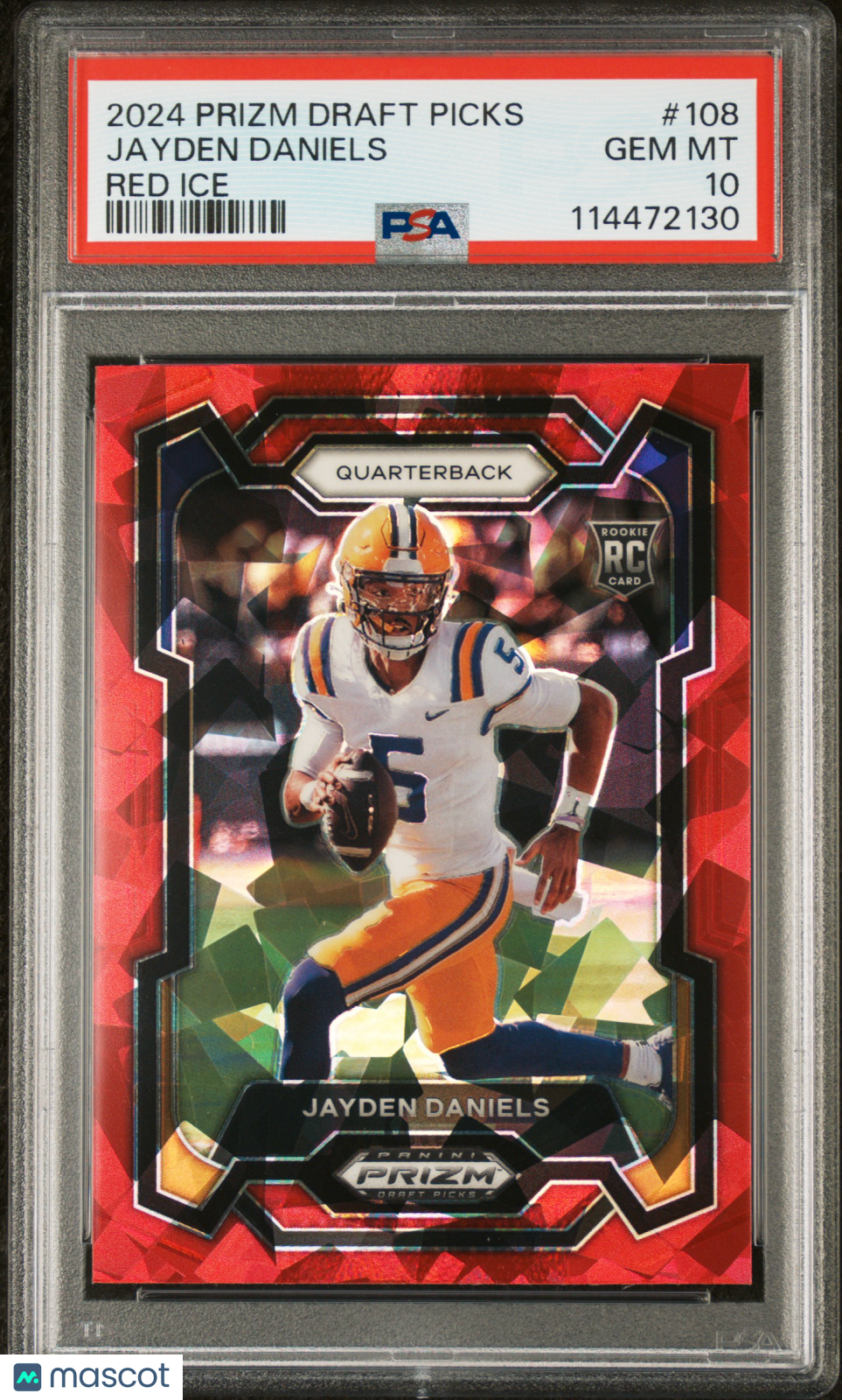 2024 Panini Prizm Draft Picks Jayden Daniels #108 Red Ice PSA 10