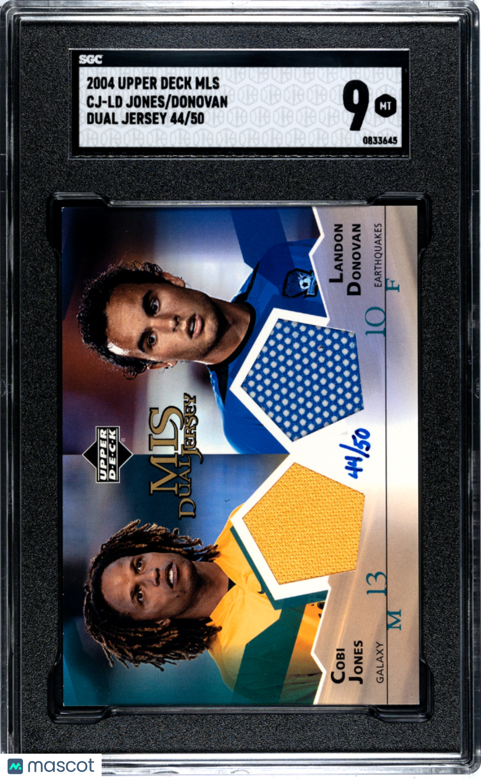 2004 Upper Deck Mls Donovan Jones #CJ-LD Dual Jersey 50 SGC 9
