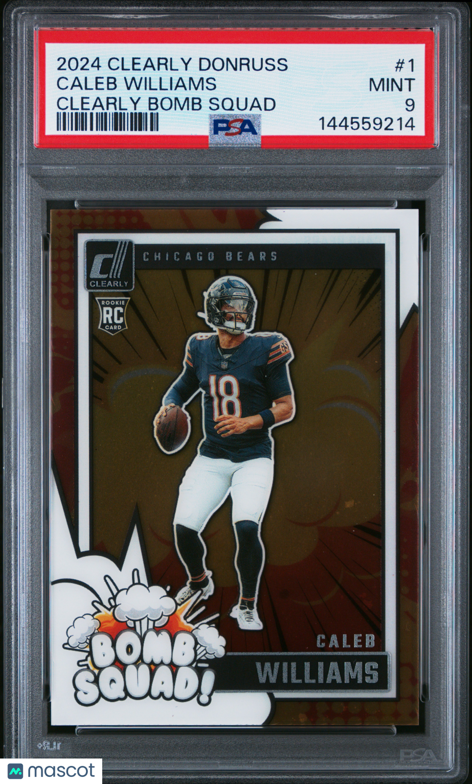 2024 Panini Clearly Donruss Bomb Squad Caleb Williams #1 RC PSA 9