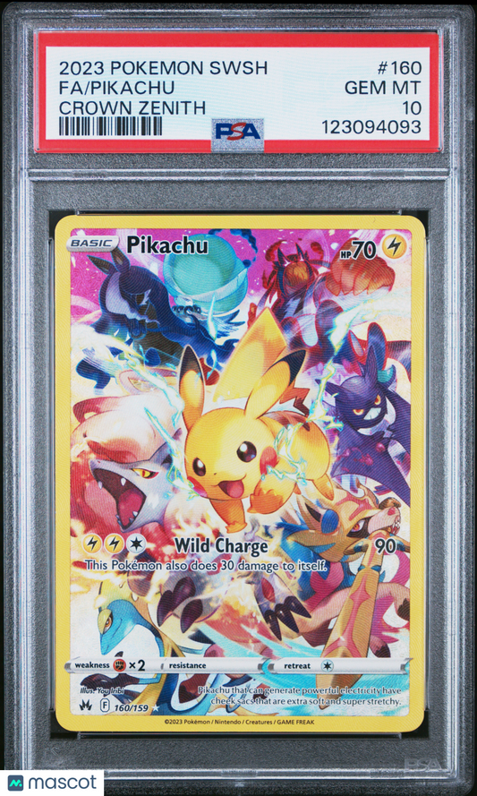 2023 Pokemon Sword And Shield Crown Zenith Pikachu #160/159 PSA 10