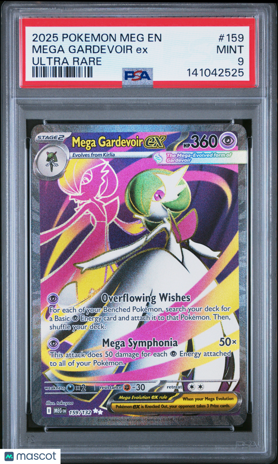 2025 Pokemon Mega Evolution Mega Gardevoir ex Ultra Rare PSA 9 #159/132