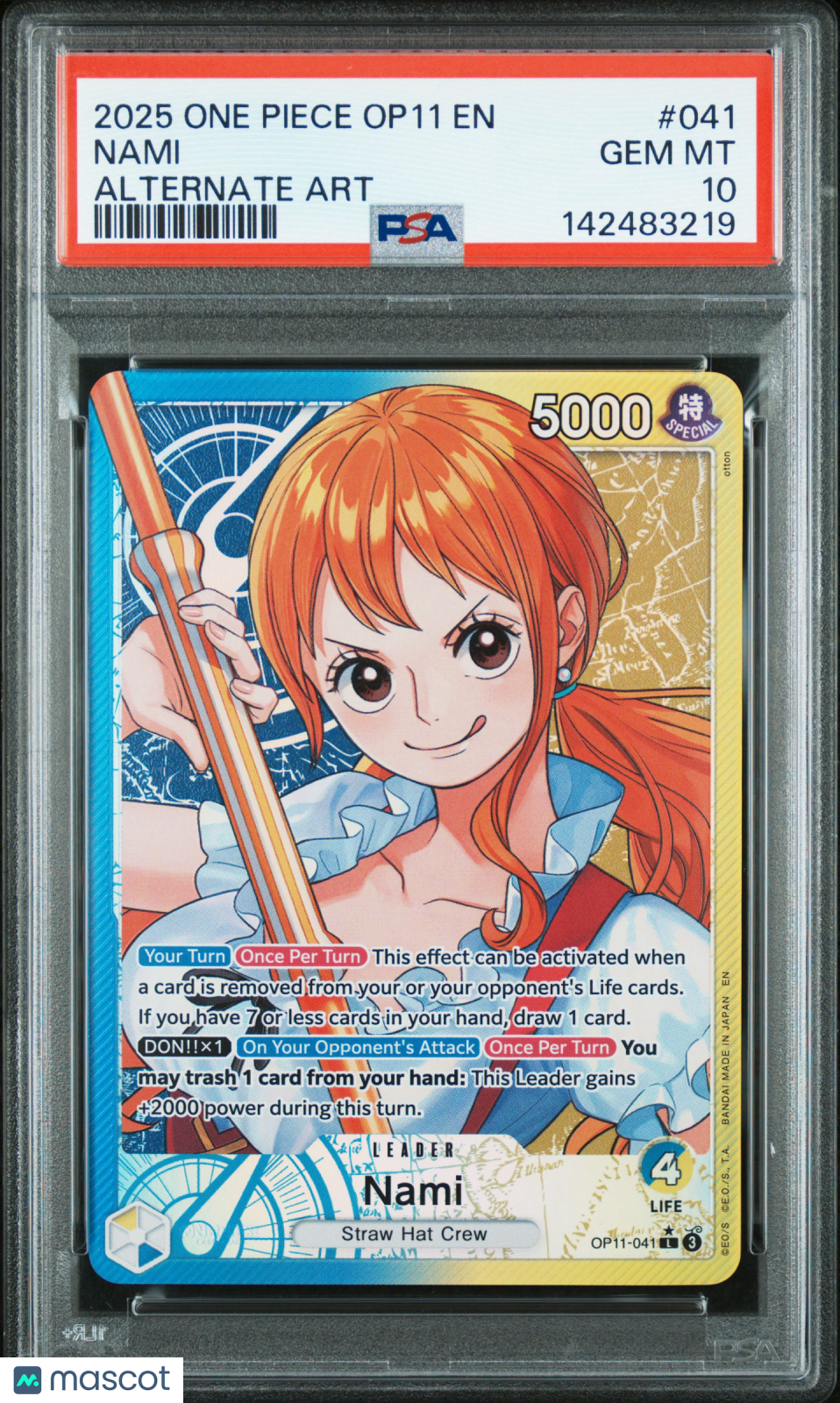 2025 One Piece A Fist Of Divine Speed Nami Alternate Art PSA 10 #041