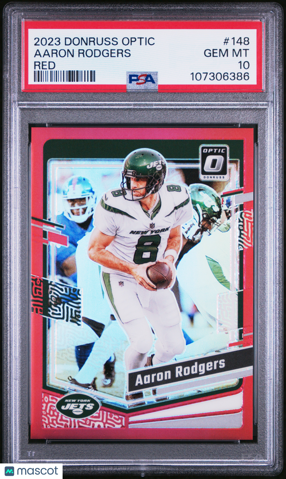 2023 Panini Donruss Optic Aaron Rodgers #148 Red 57/99 PSA 10