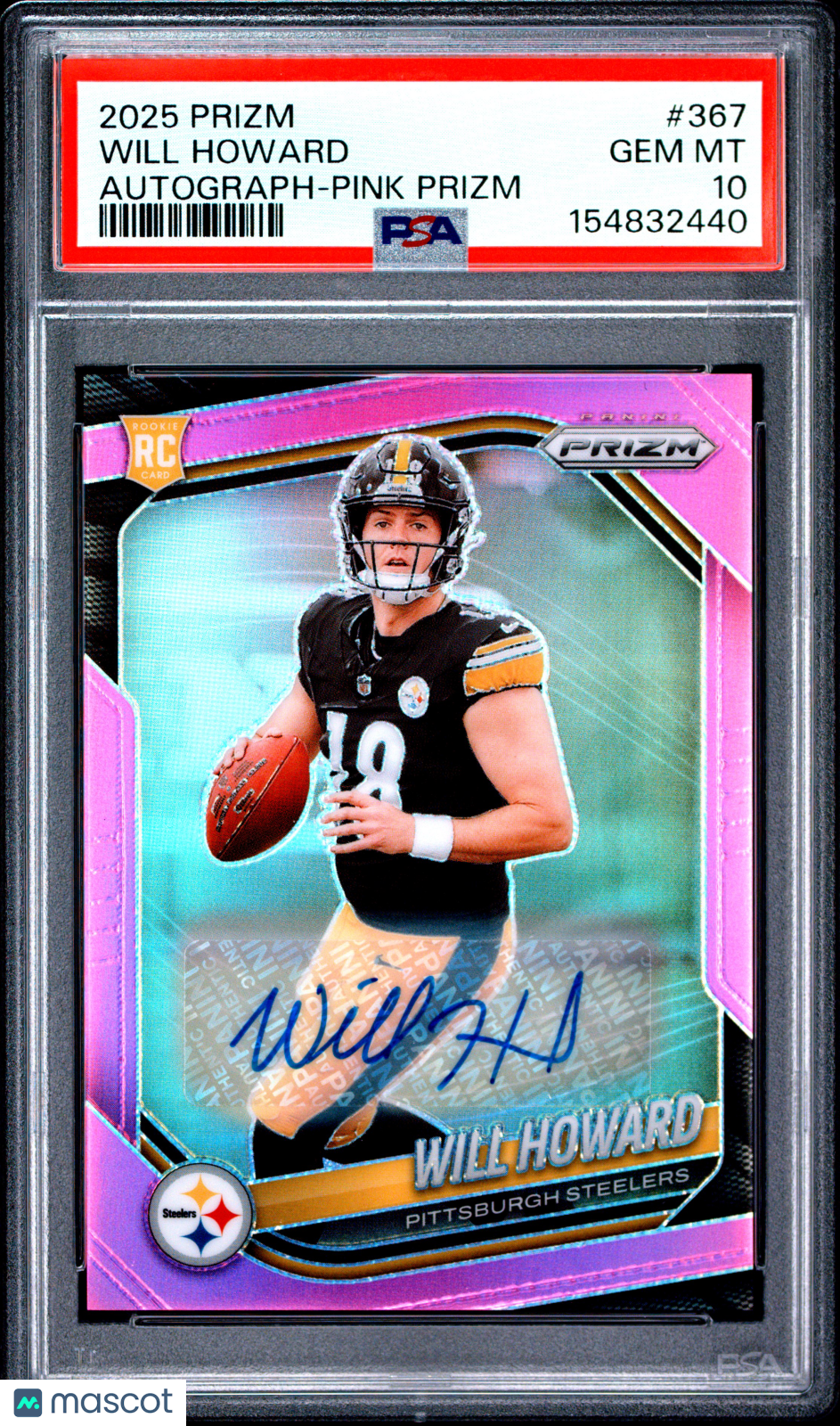 2025 Panini Prizm Will Howard #367 Autograph Pink RC PSA 10