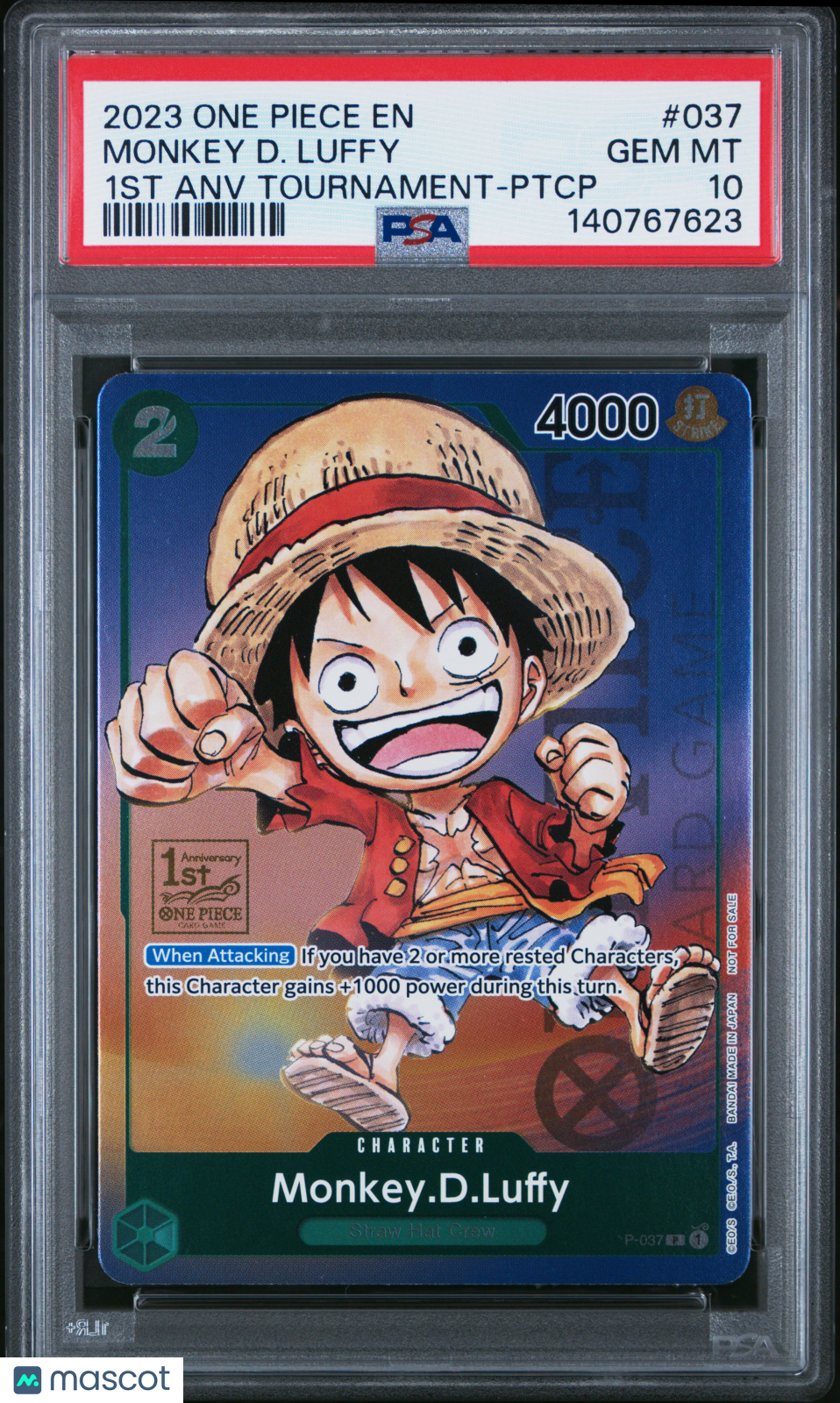 2023 One Piece Promos Monkey D. Luffy 1st Anv Tournament-Ptcp PSA 10 #037