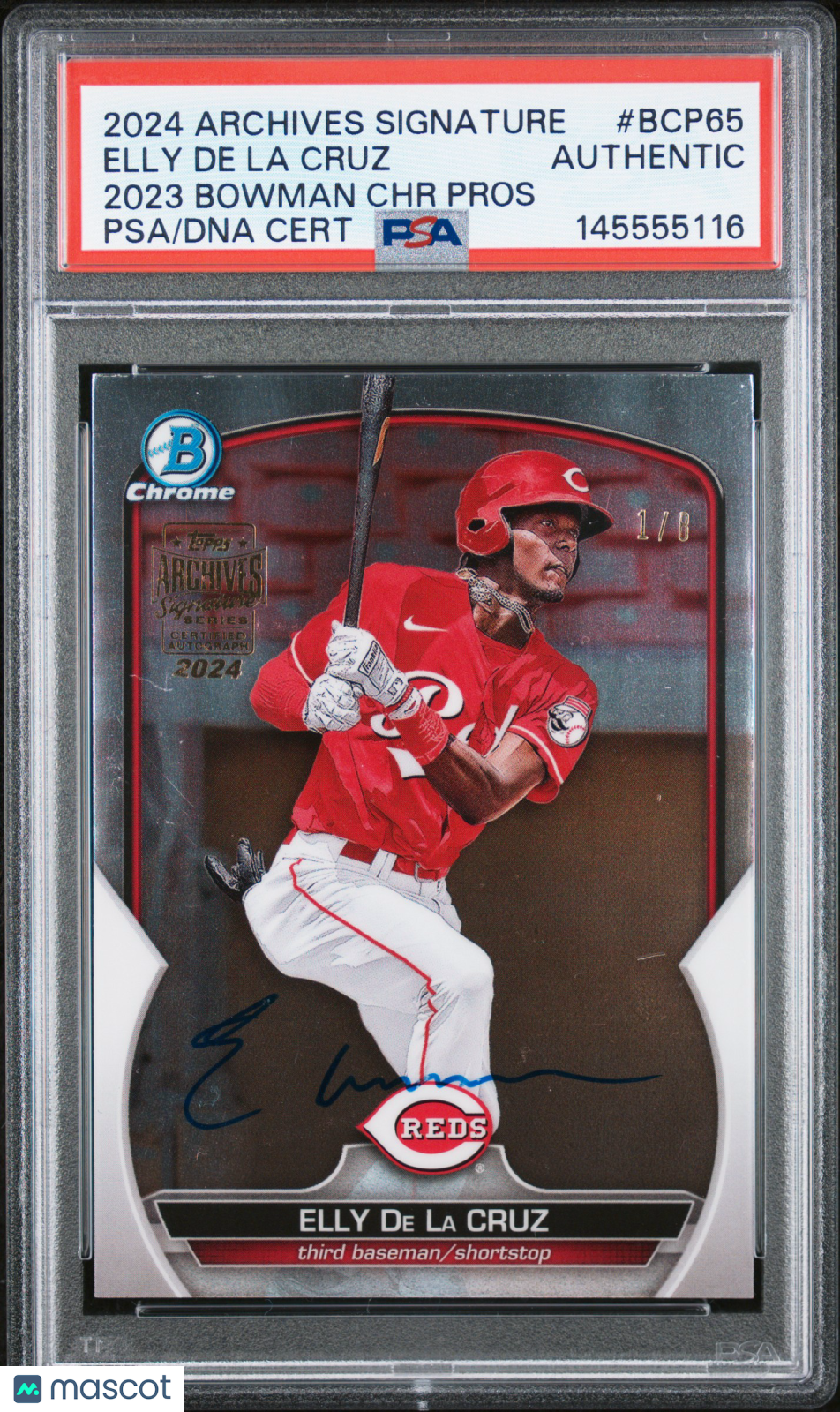 2024 Topps Archives Signature Series Elly De La Cruz #BCP65 1/8 PSA A Auto A