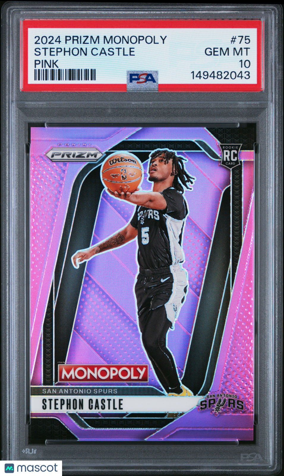 2024 Panini Prizm Monopoly Stephon Castle #75 Pink 122/199 RC PSA 10