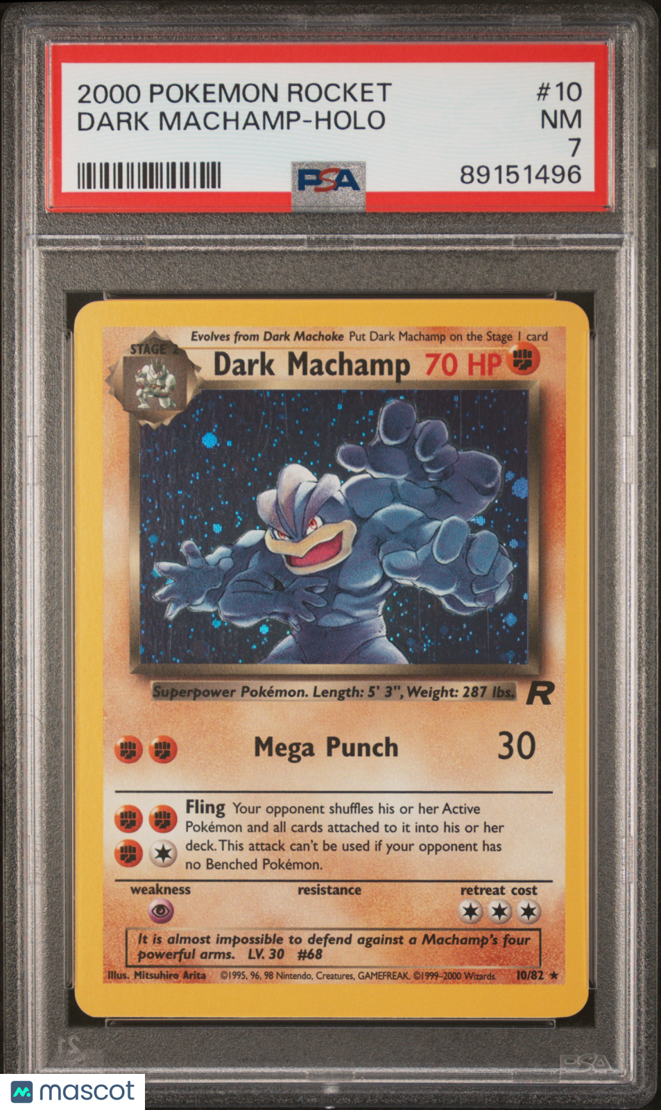2000 Pokemon Team Rocket Dark Machamp Holo PSA 7 #10/82