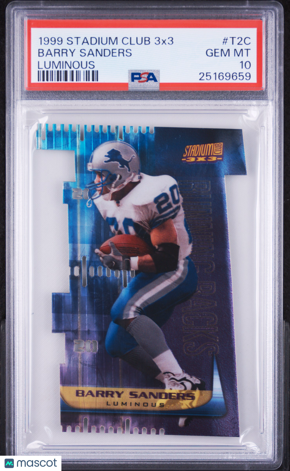 1999 Stadium Club 3X3 Barry Sanders #T2C Luminous (pop 14) PSA 10
