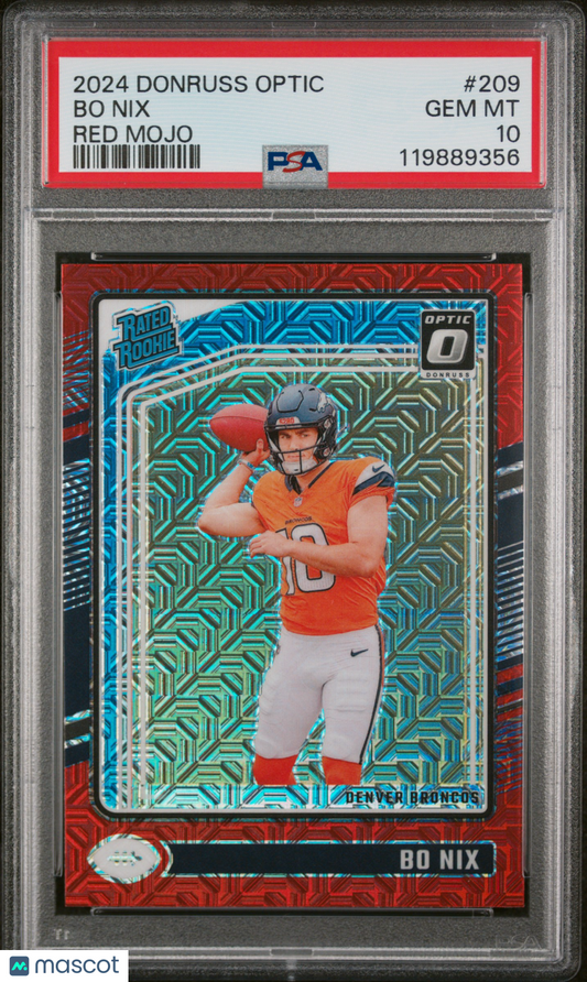 2024 Panini Donruss Optic Bo Nix #209 Red Mojo PSA 10