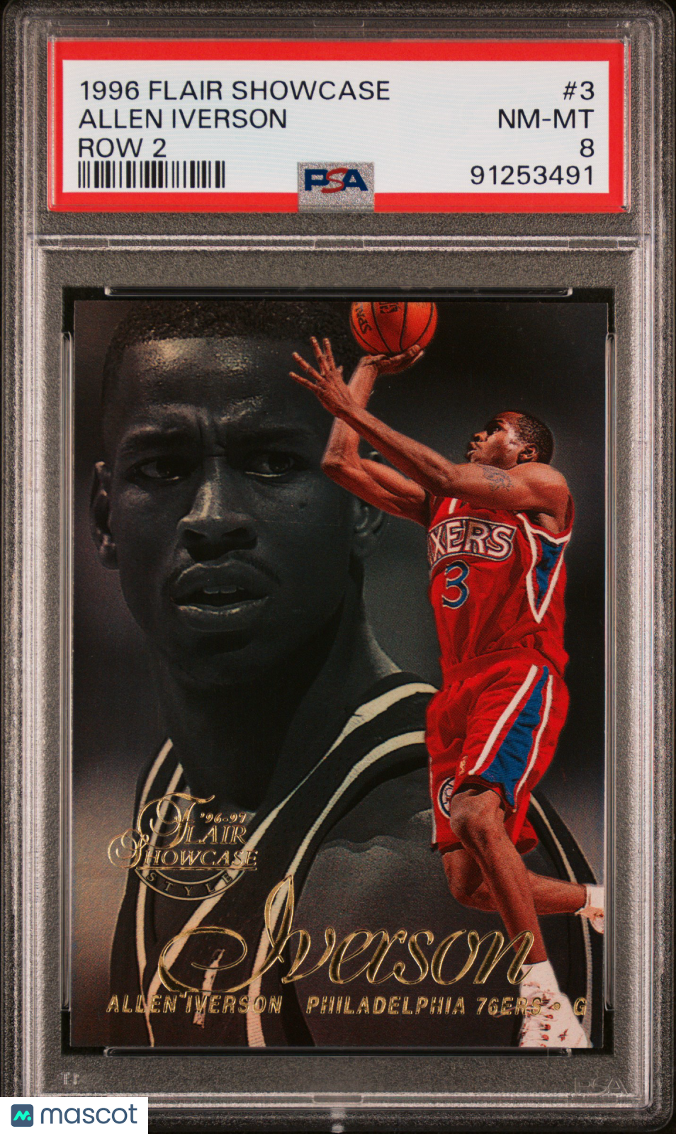 1996 Flair Showcase Allen Iverson #3 Row 2 PSA 8