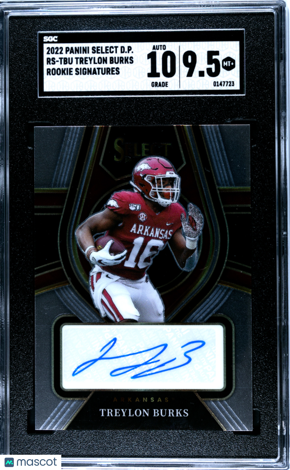 2022 Panini Select Draft Picks Treylon Burks #RS-TBU Rookie Sigs SGC 9.5 Auto 10