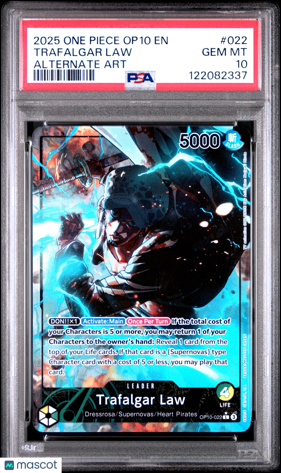 2025 One Piece Op10-Royal Blood Trafalgar Law Alternate Art PSA 10 #022