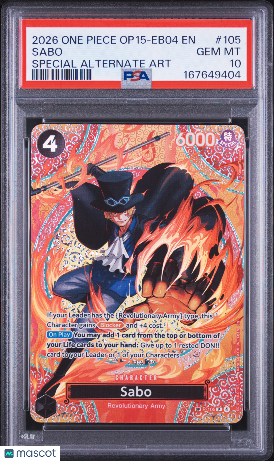 2026 One Piece Adventure On Kami's Island Sabo Special Alternate Art PSA 10 #105
