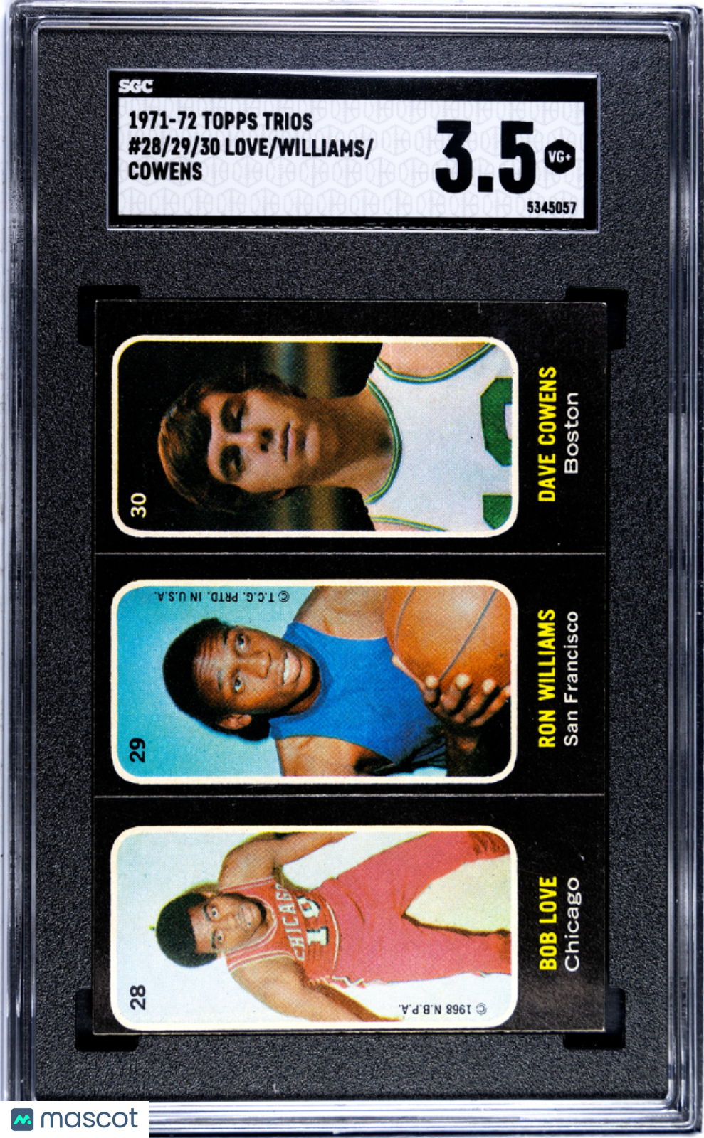 1971 Topps Trios Cowens Williams Love #28/29/30 SGC 3.5