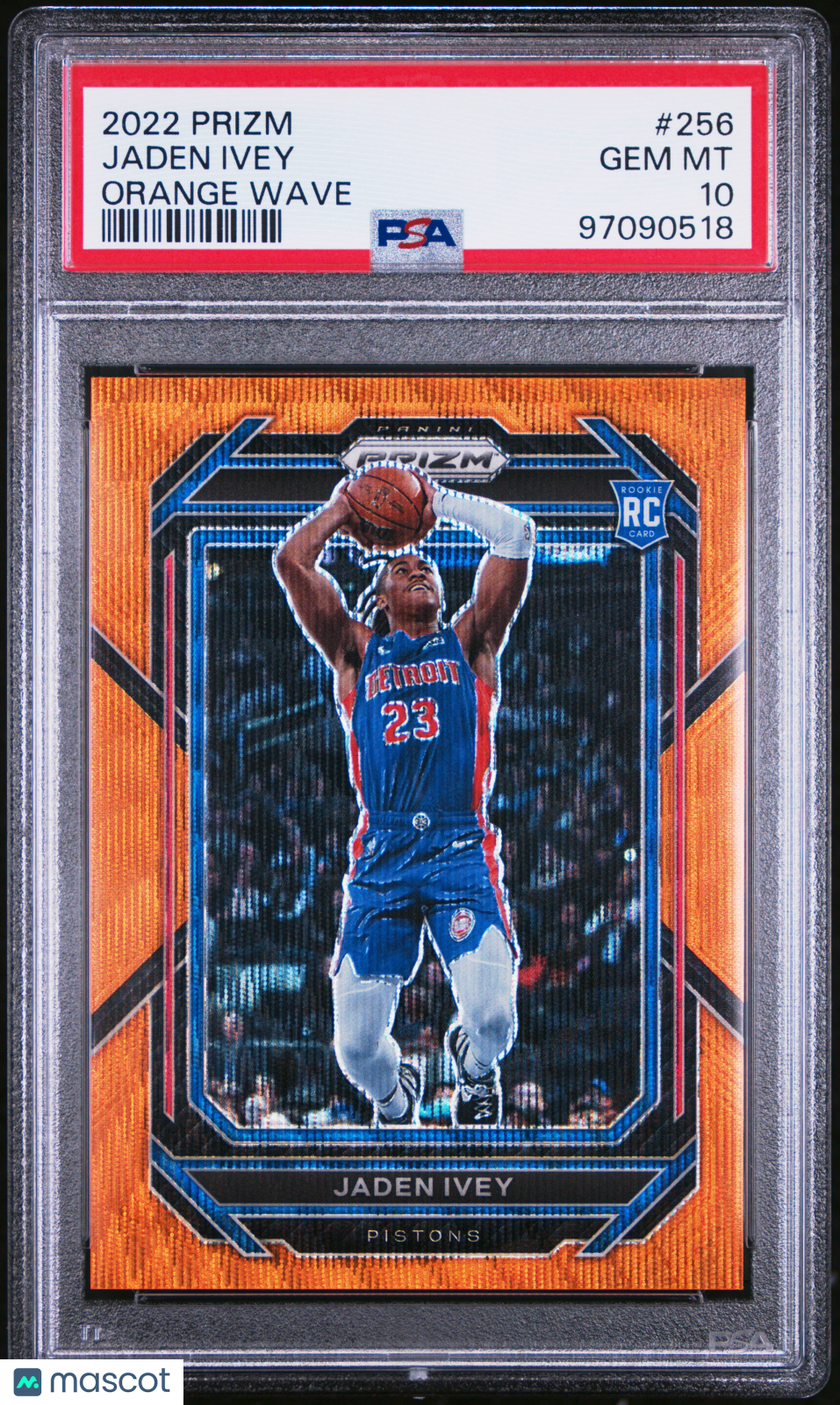 2022 Panini Prizm Jaden Ivey #256 Orange Wave RC 37/60 PSA 10