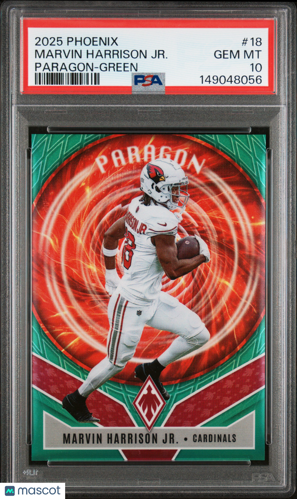 2025 Panini Phoenix Paragon Marvin Harrison Jr. #18 Green 08/99 PSA 10