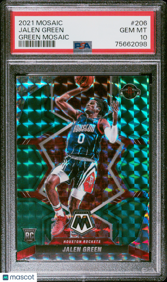 2021 Panini Mosaic Jalen Green #206 Green PSA 10