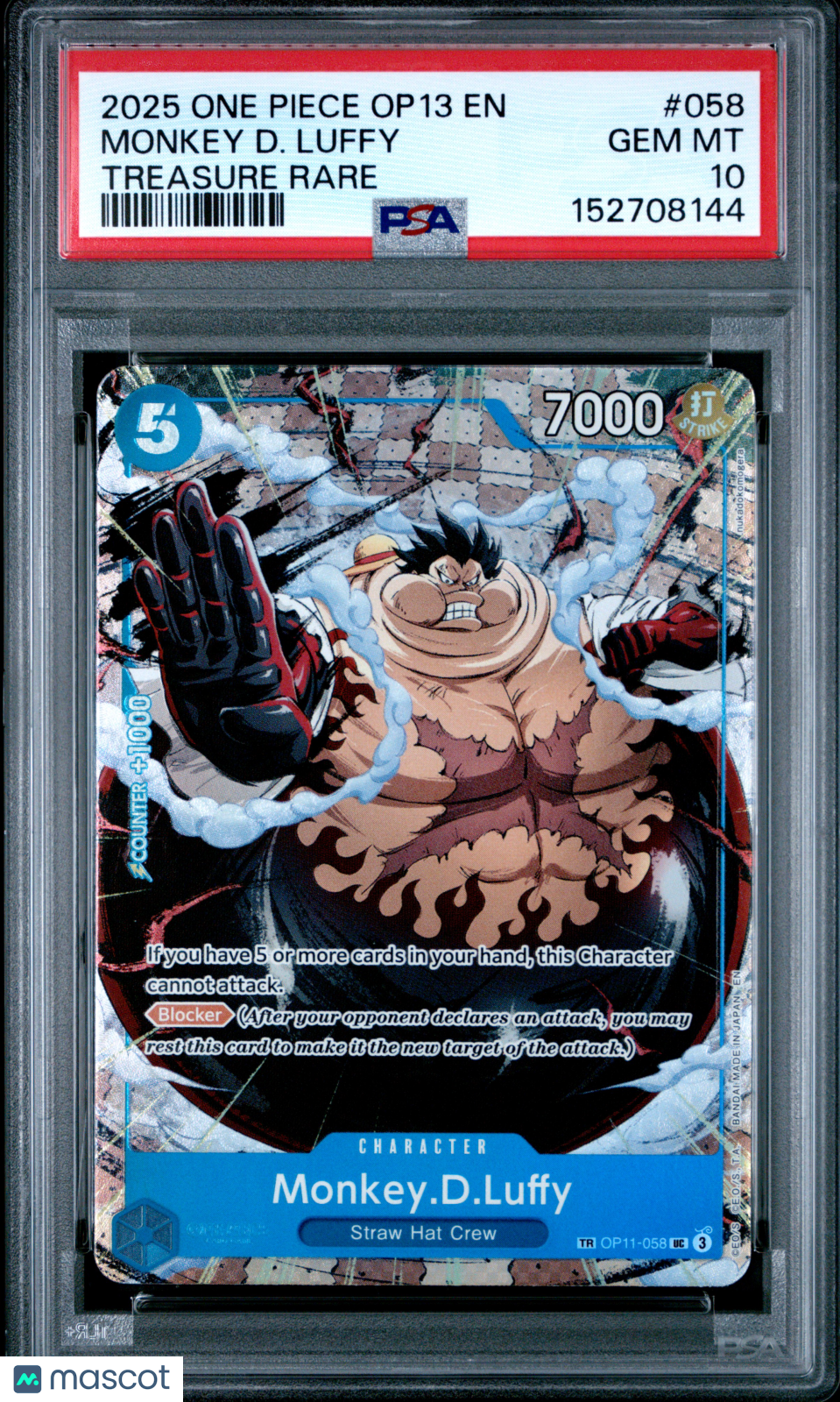 2025 One Piece Carrying On His Will Monkey D. Luffy Treasure Rare PSA 10 #058