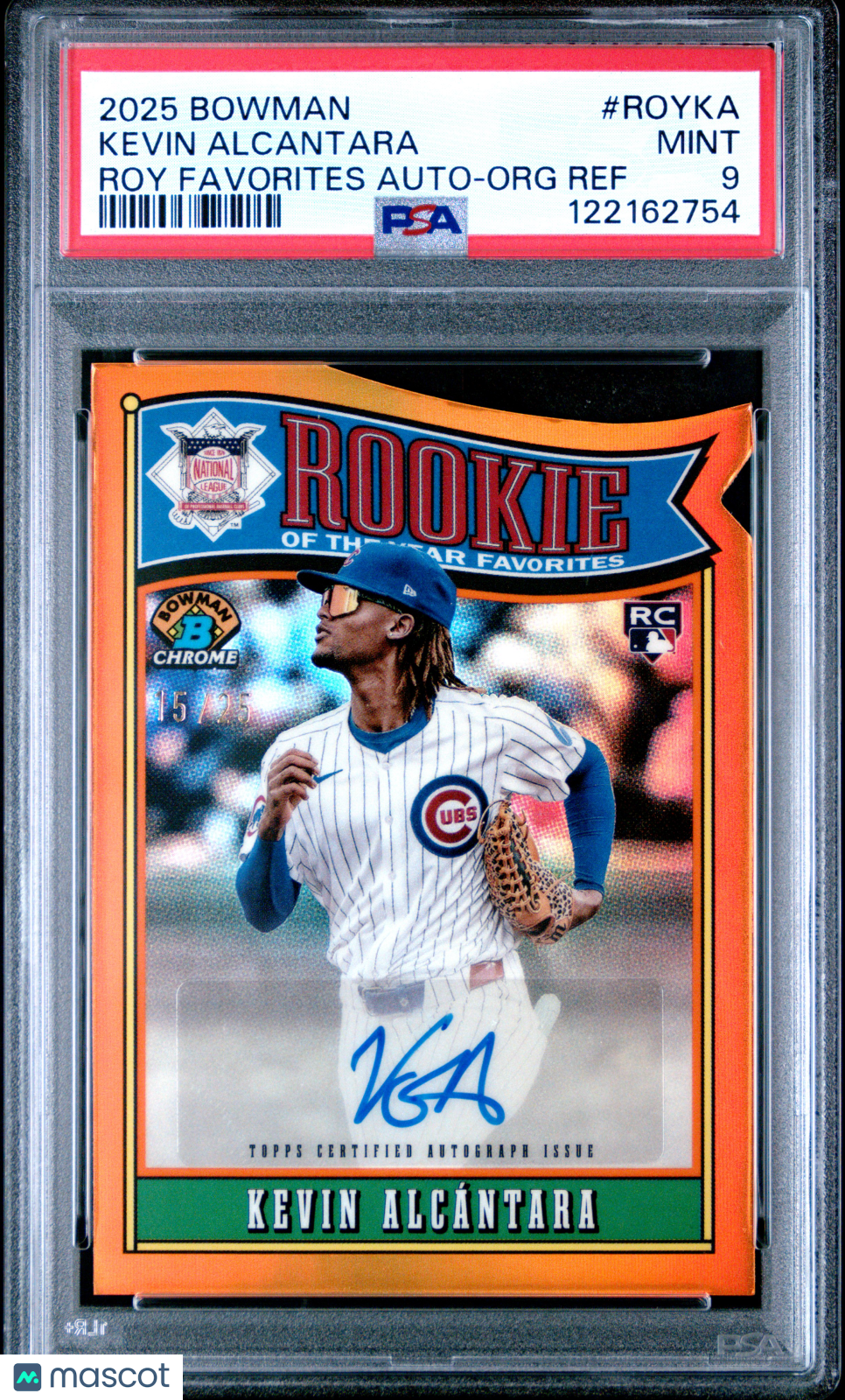 2025 Bowman Rookie Of The Year Favorites Auto Kevin Alcantara #ROYKA Roy Org Ref